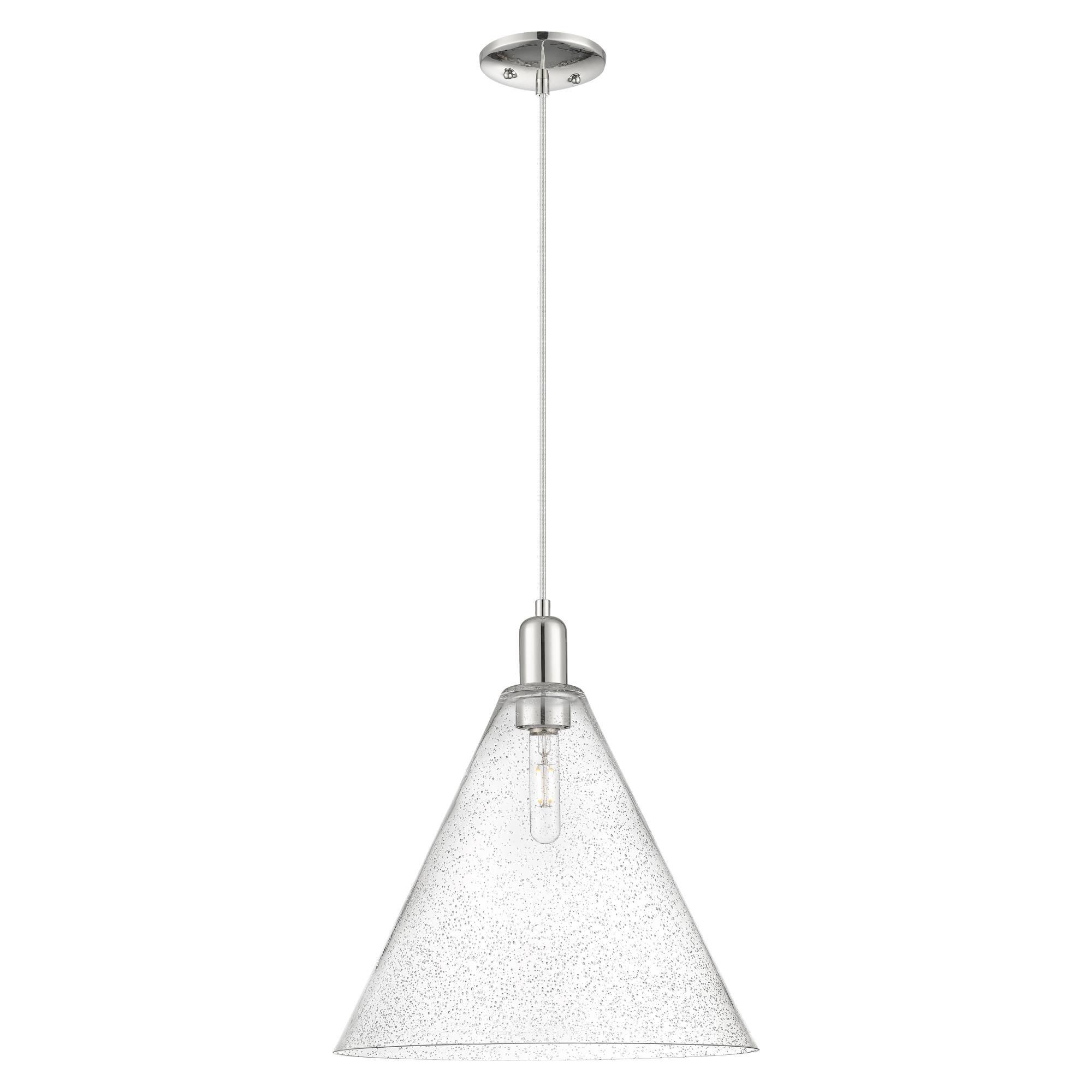 Shown in Polished Nickel finish and Seedy glass