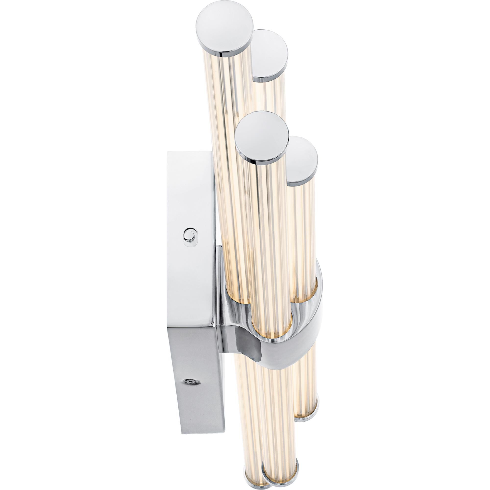 Shown in Polished Chrome finish and Clear Ribbed Acrylic shade