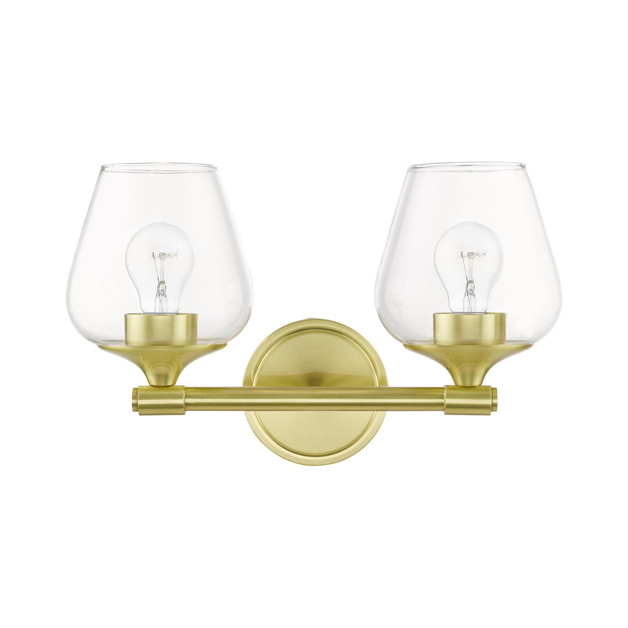 Shown in Satin Brass finish and Clear glass