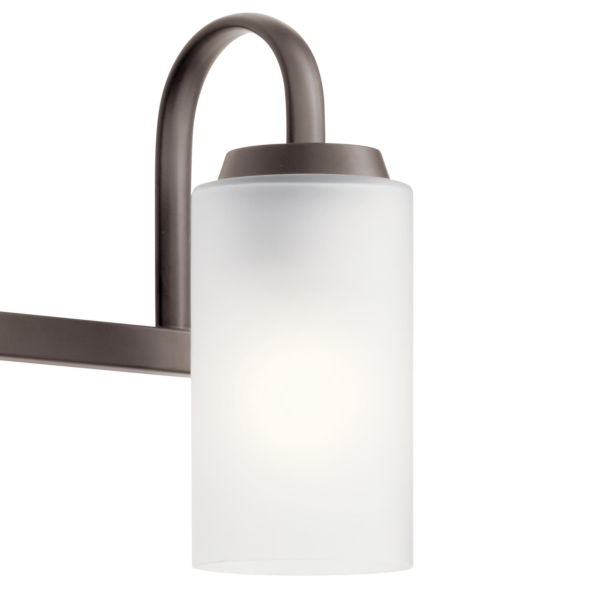 Shown in Olde Bronze finish and Satin Etched glass