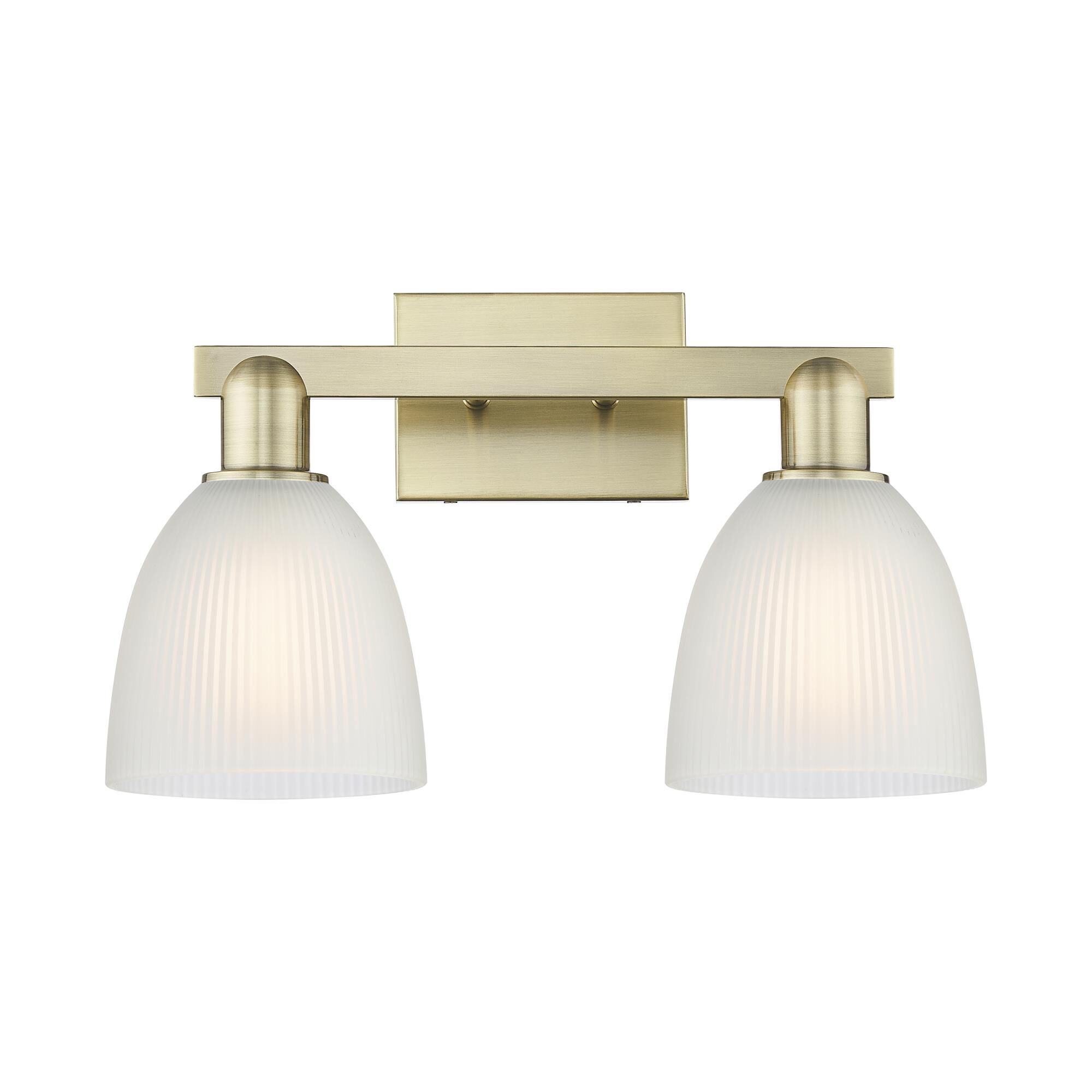 Shown in Antique Brass finish and White glass