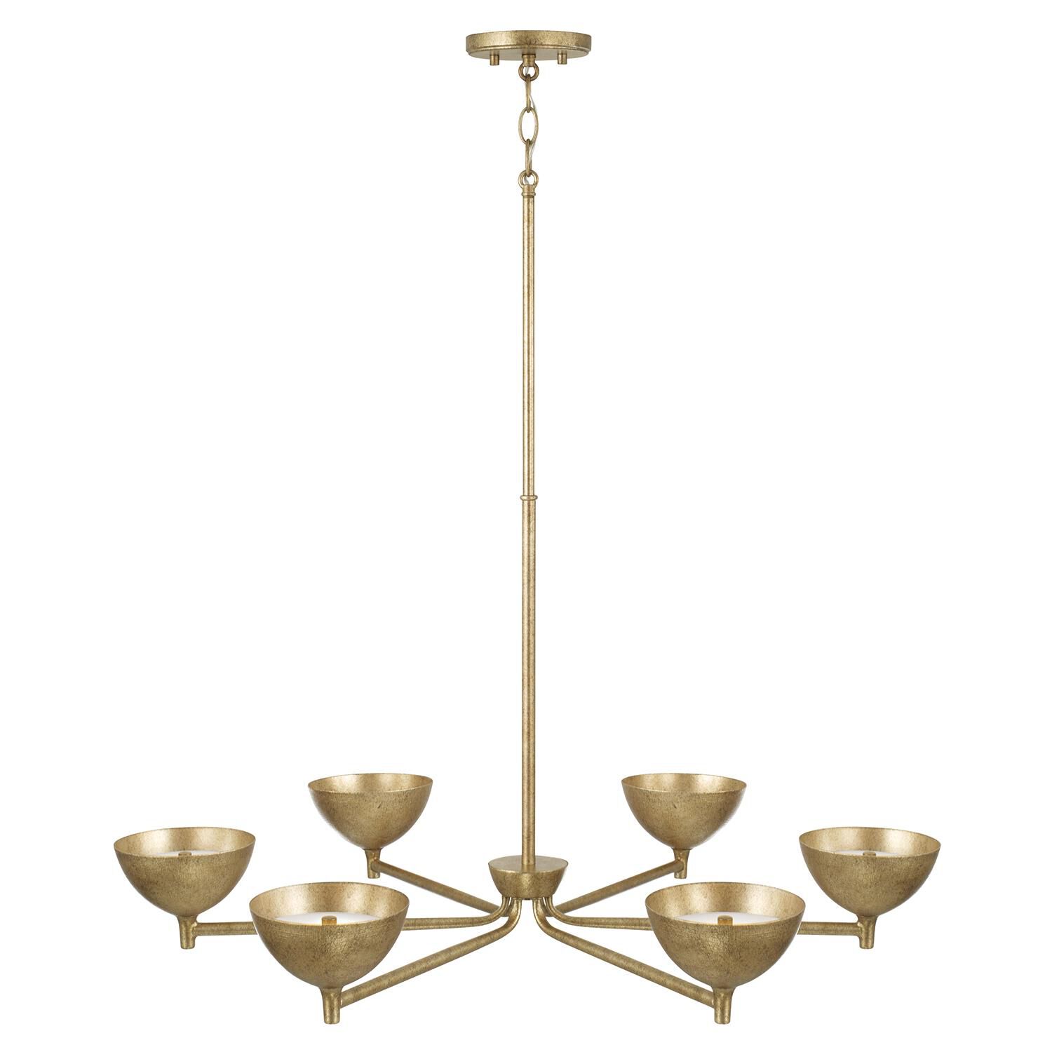 Shown in Feathered Gold finish and Textured Metal shade