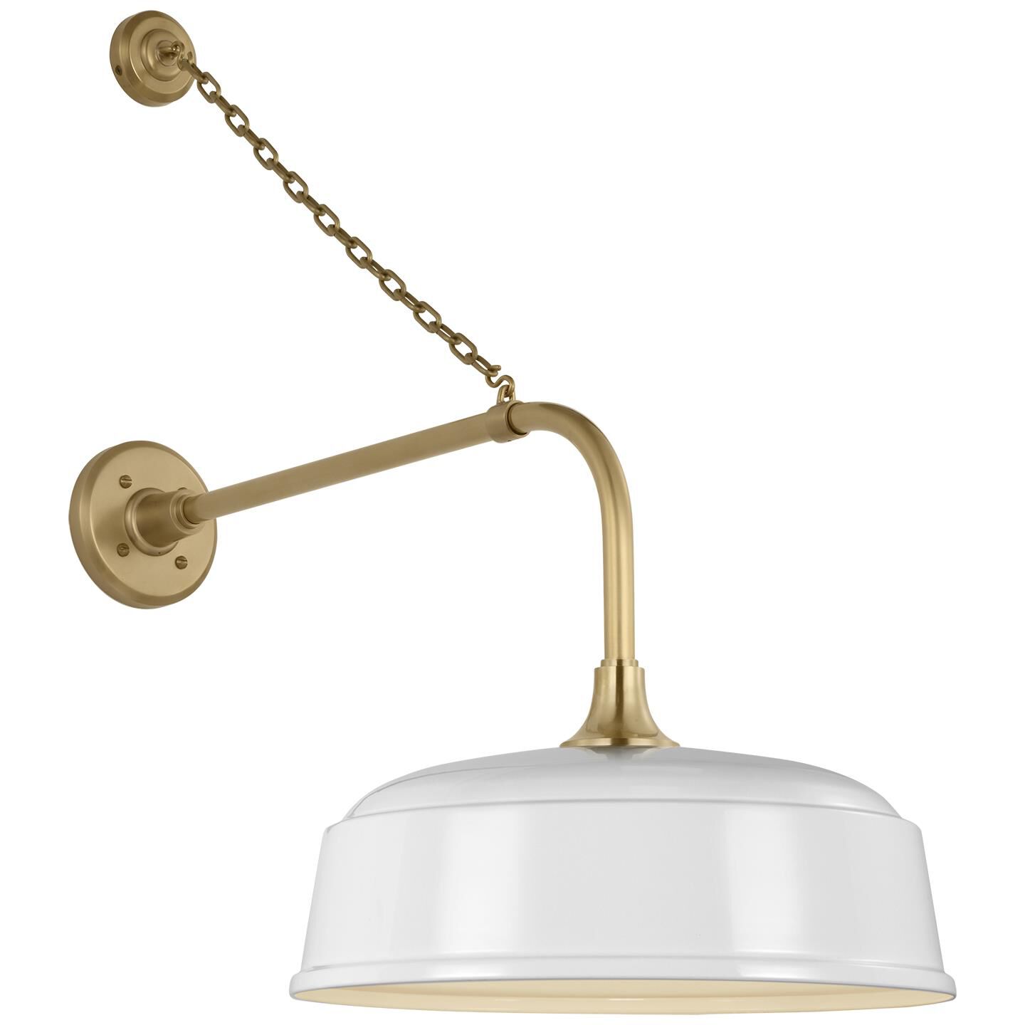 Shown in Hand-Rubbed Antique Brass finish and White Rockhouse shade