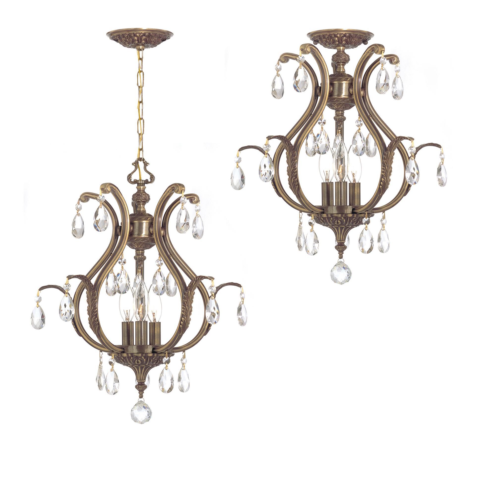 Shown in Antique Brass finish and Clear Hand Cut crystal