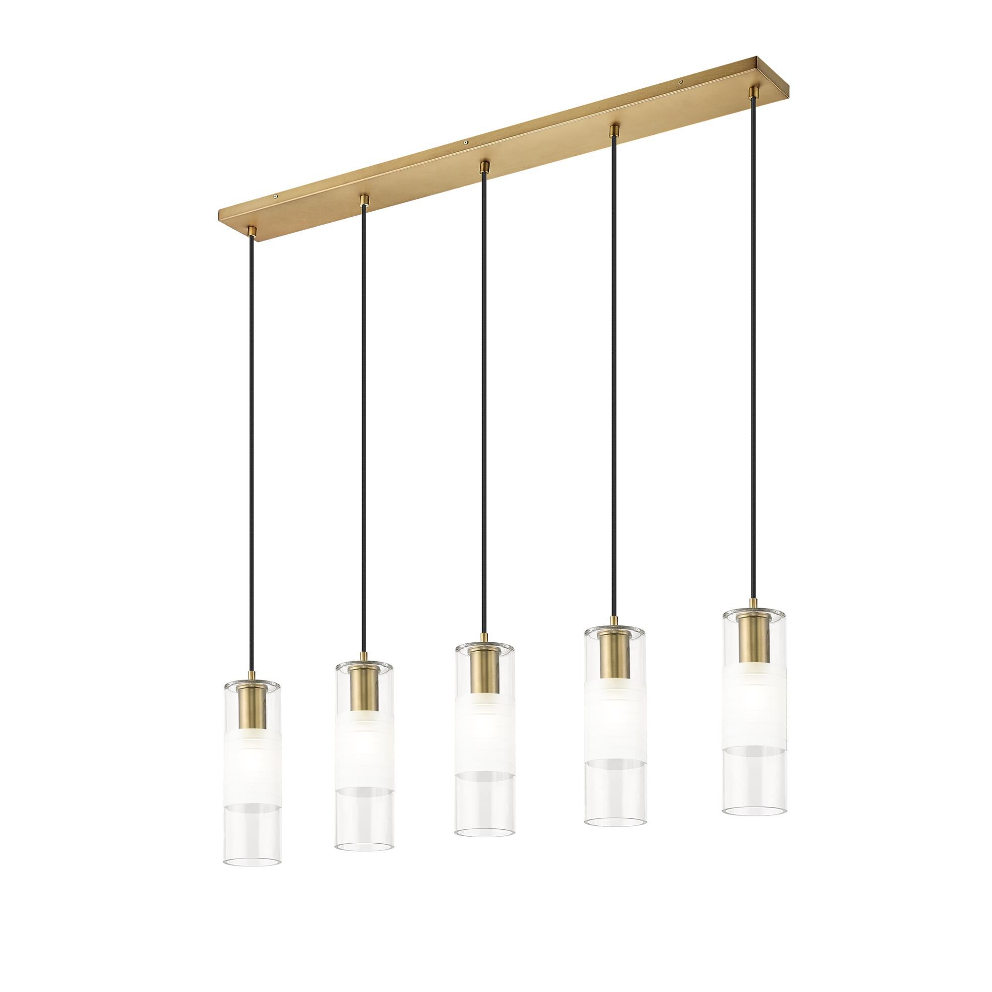 Shown in Modern Gold finish and Clear+frosted glass and Clear+frosted shade