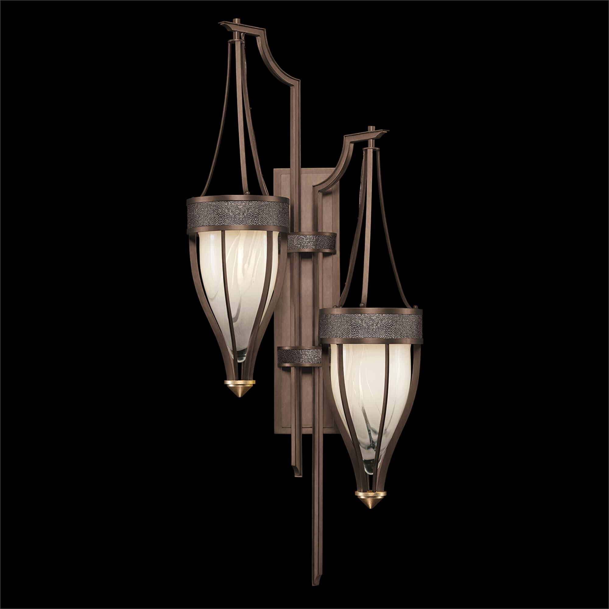 Shown in Bronze and Brass  finish and Pebble accent
