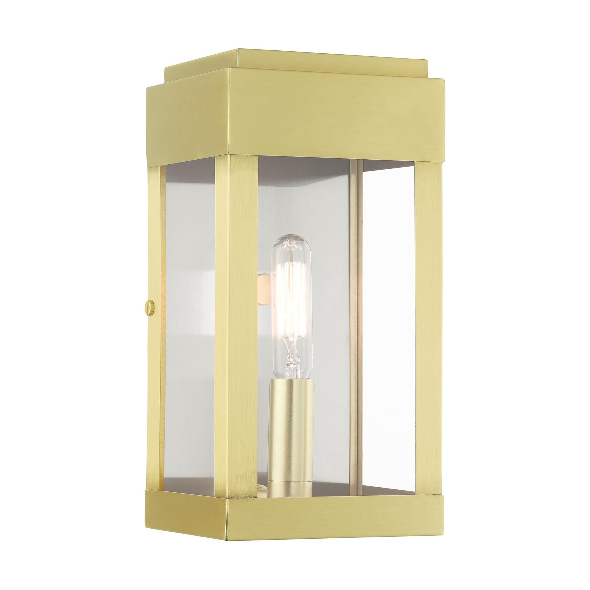 Shown in Satin Brass finish and Clear glass
