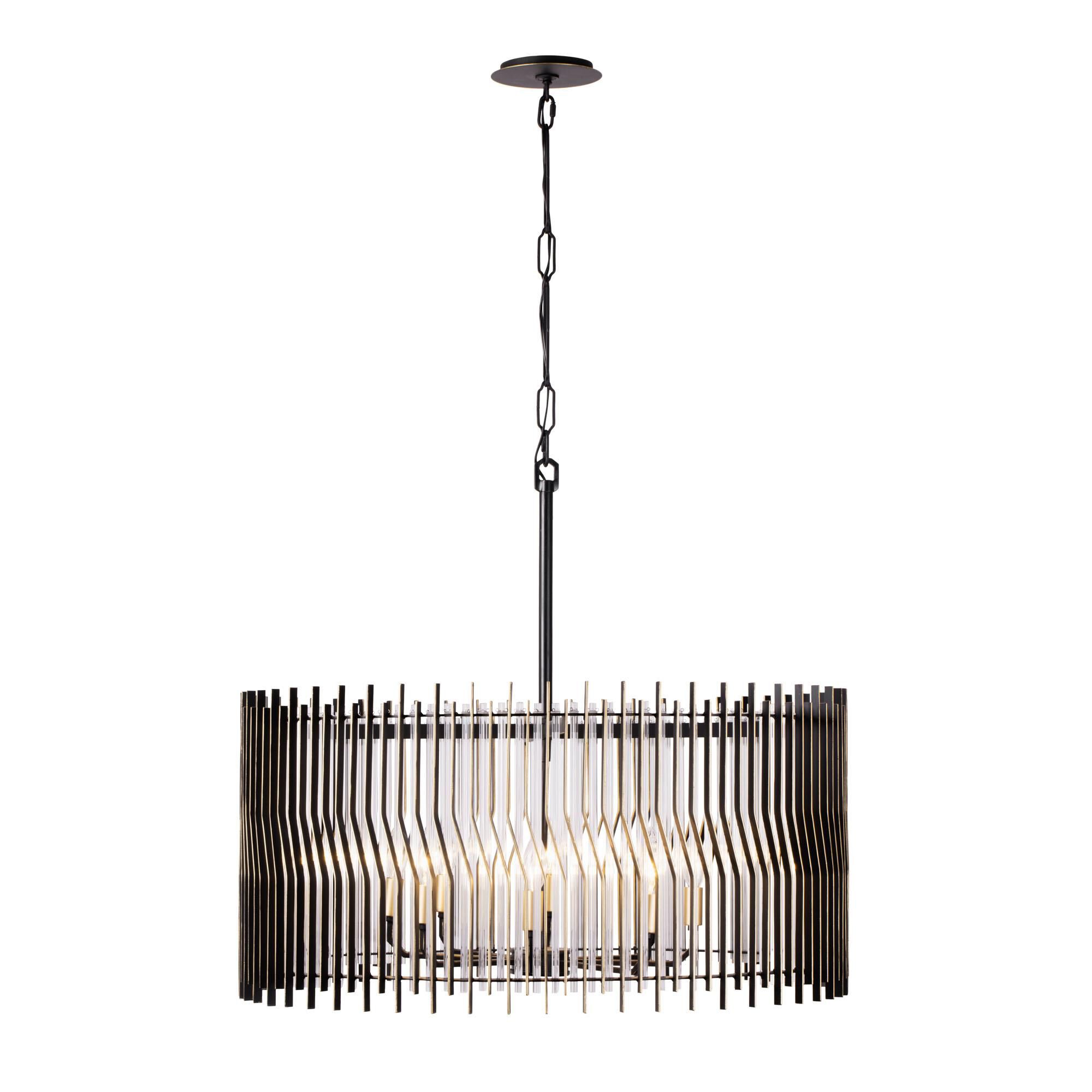 Shown in Matte Black/French Gold finish and Modern Clear Fluted shade