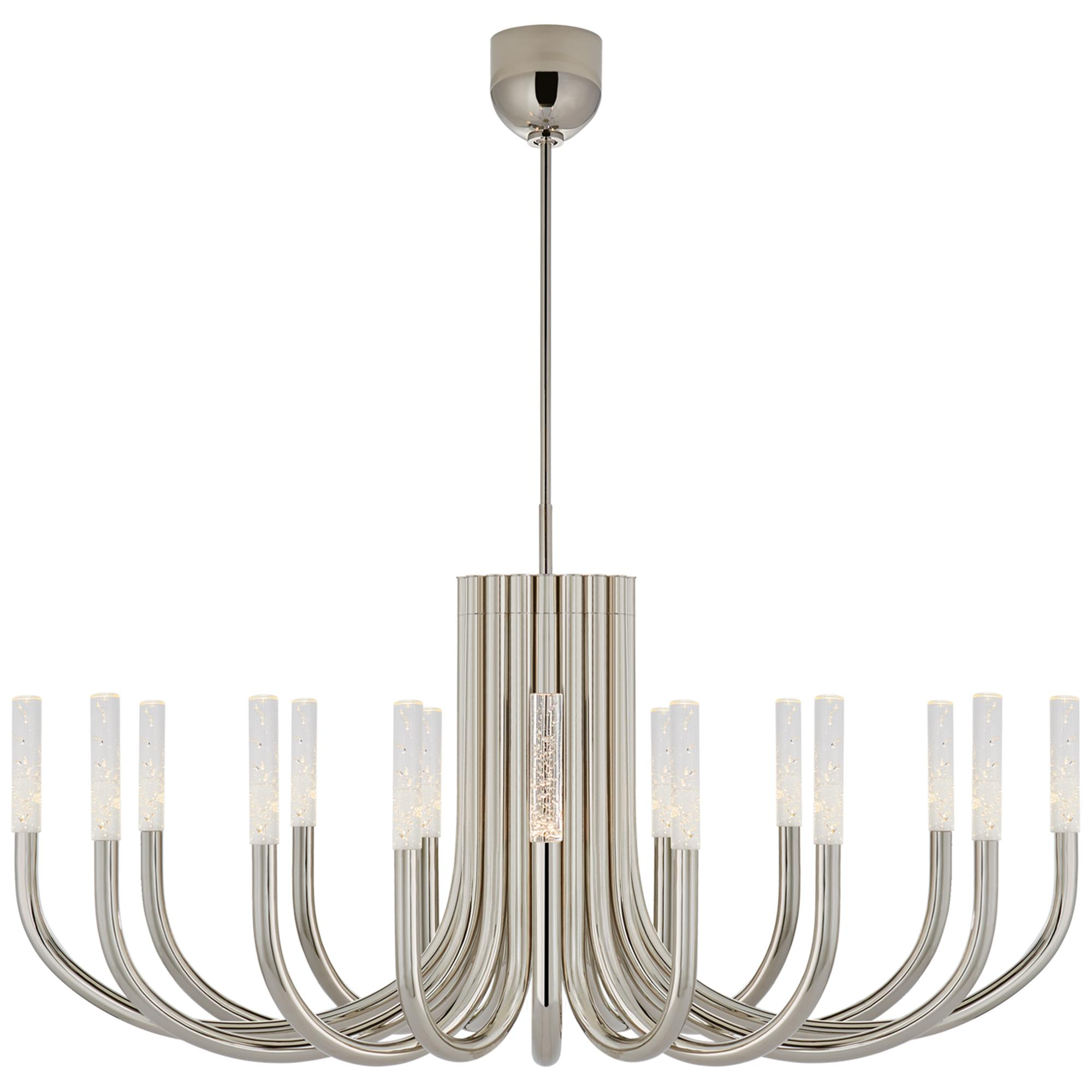 Shown in Polished Nickel finish and Seeded glass
