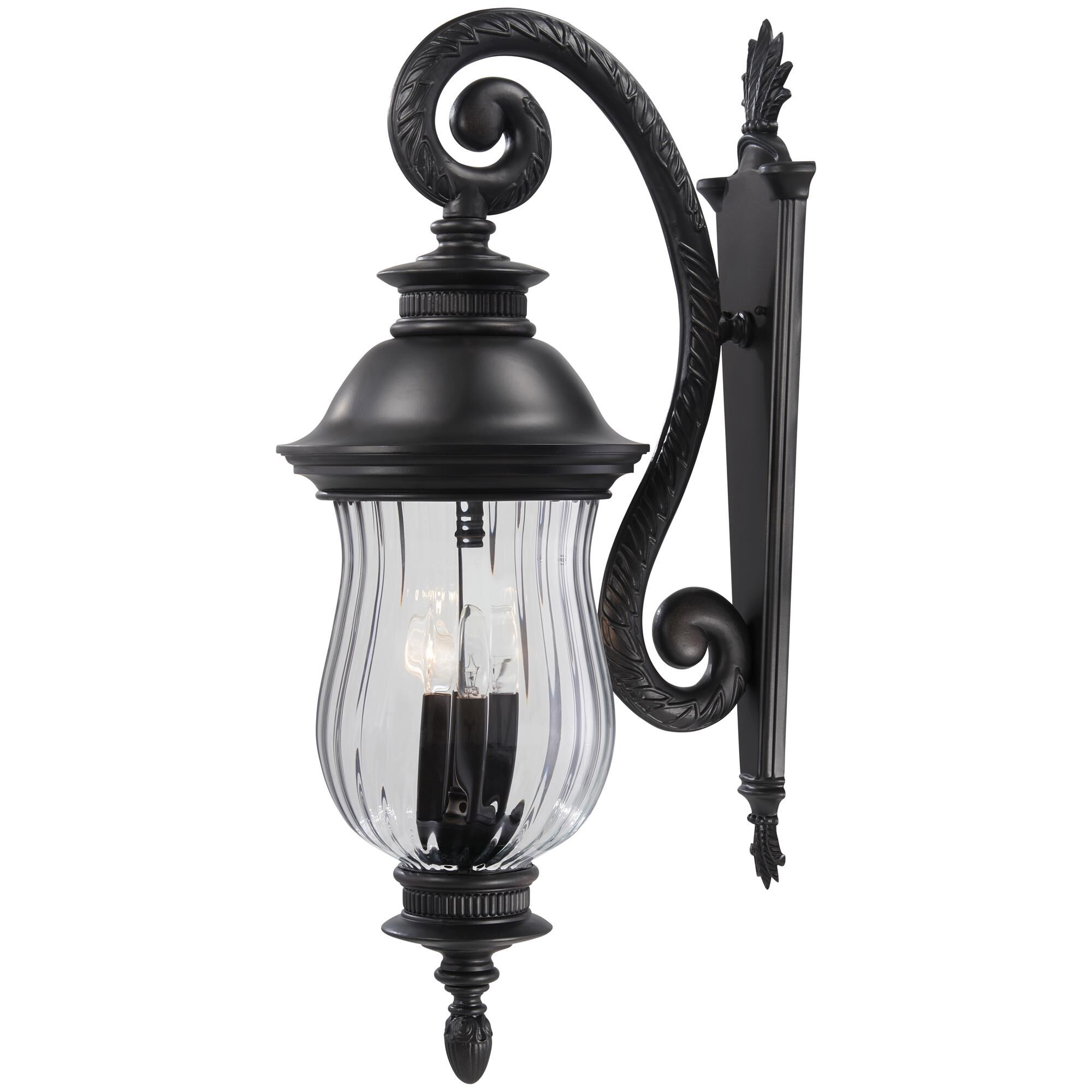 Shown in Heritage finish and Mouth Blown Clear glass and Optic Glass shade