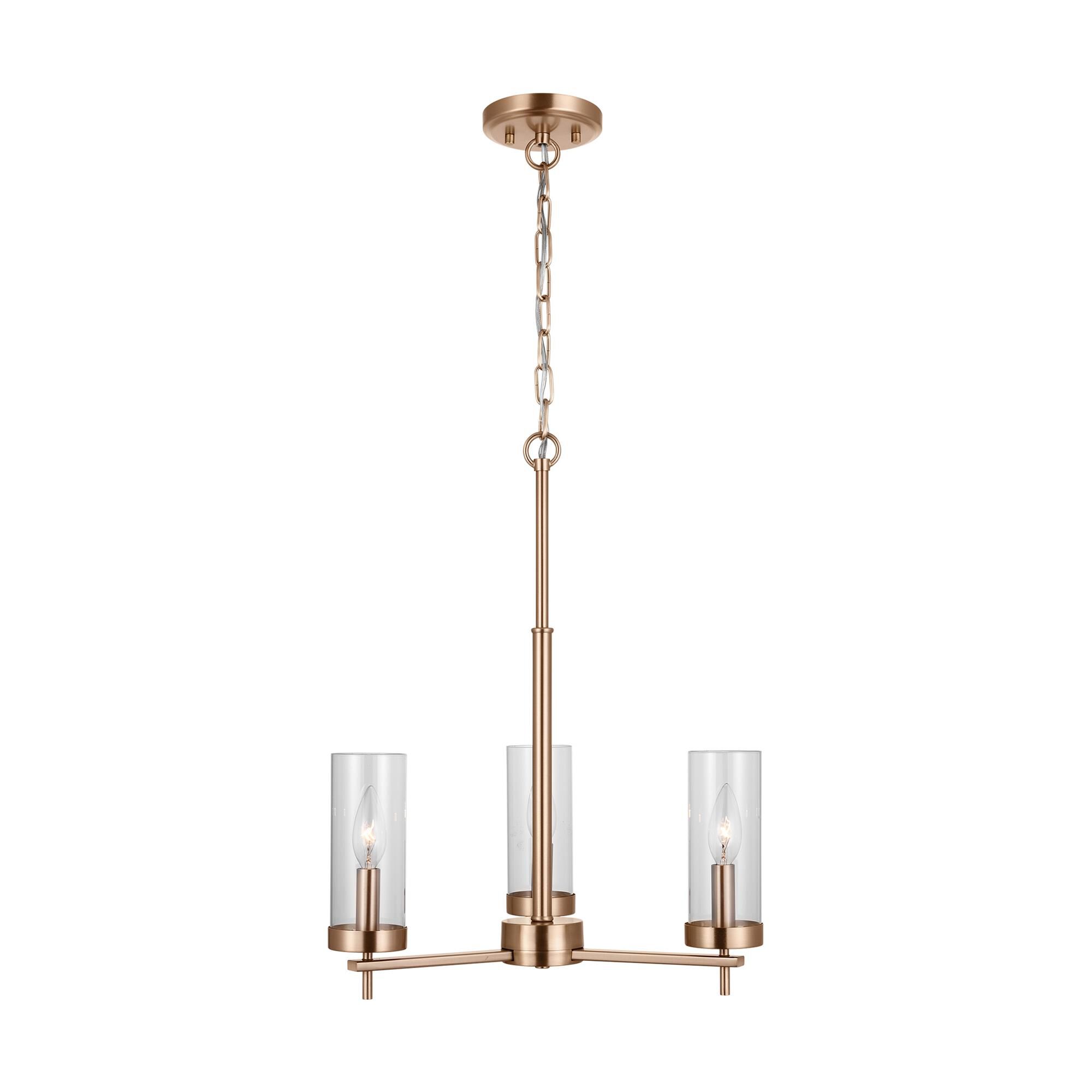 Shown in Satin Brass finish and Clear Glass s shade