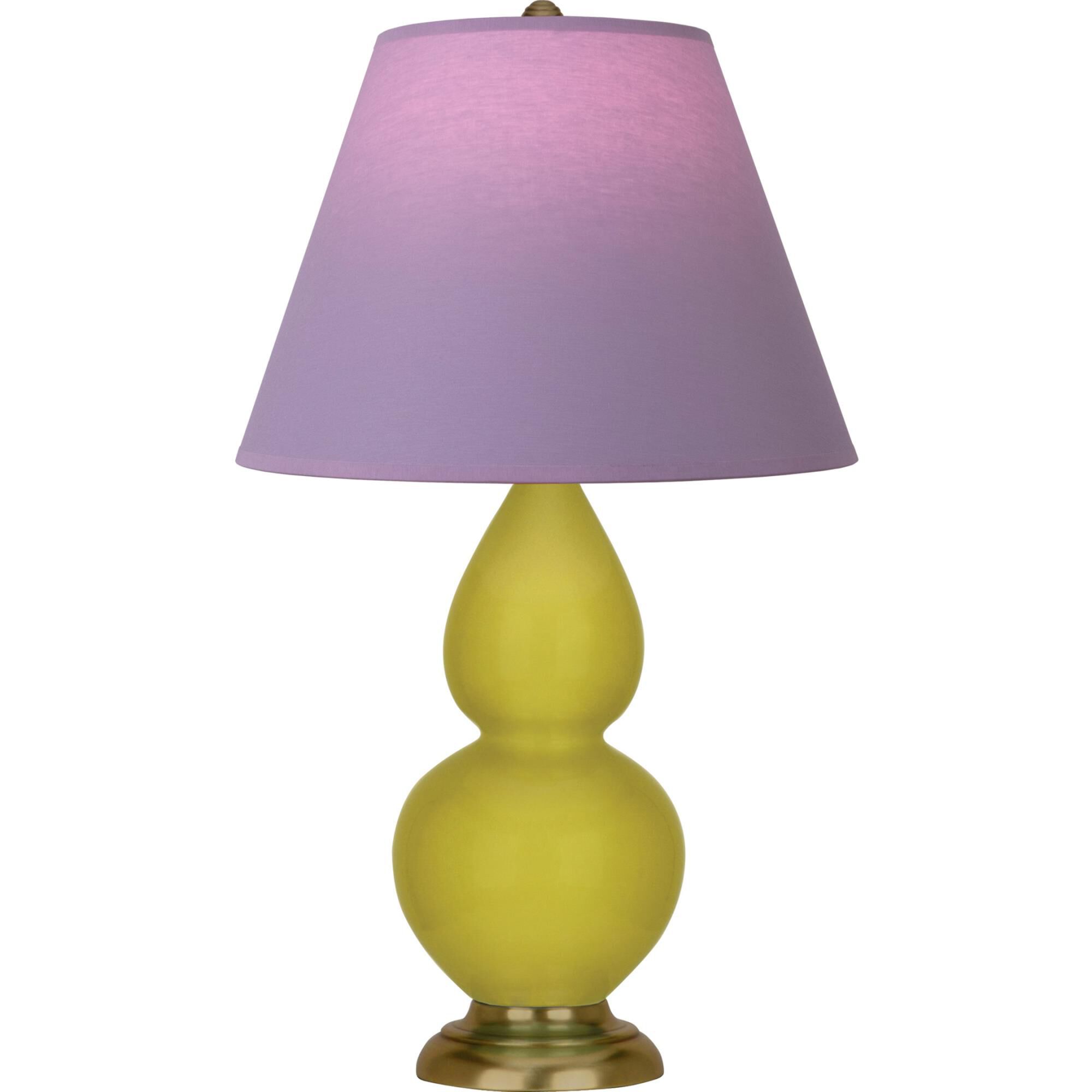 Shown in Citron finish and Lavender and Plum shade and Antique Brass accent