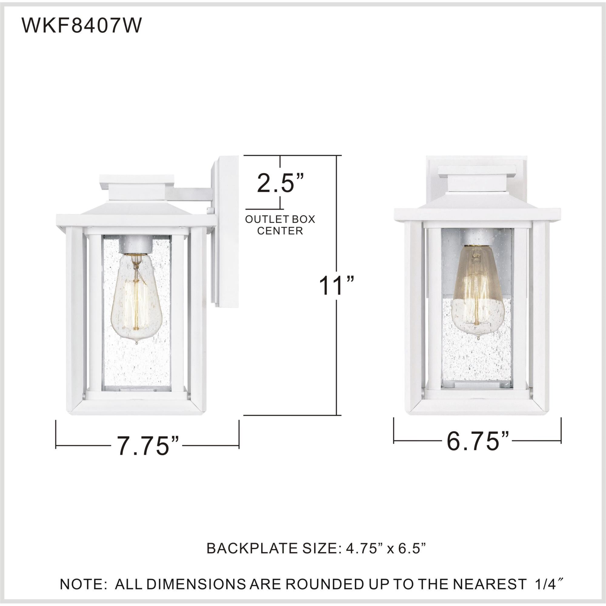 Shown in White Lustre finish and Clear Seeded Glass shade