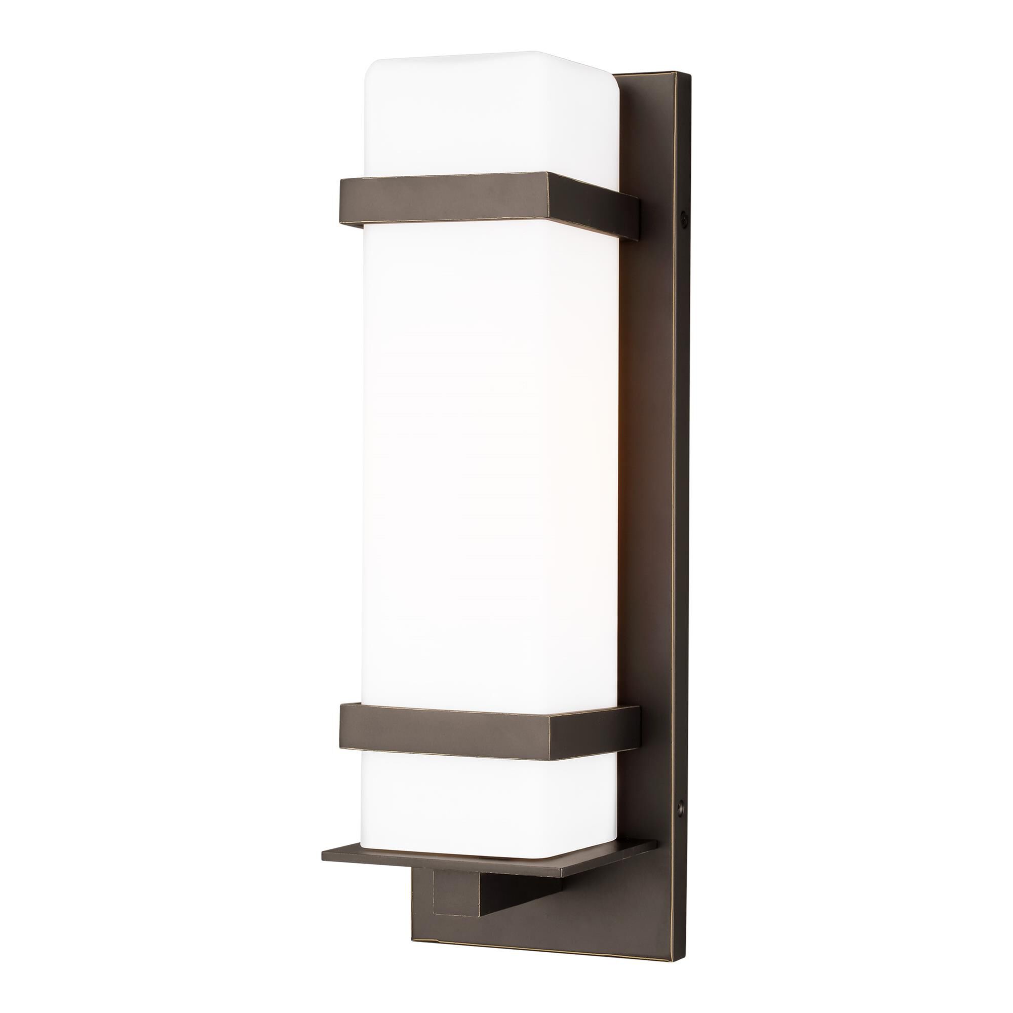Shown in Antique Bronze finish and Etched Opal glass and Etched Opal Glass shade