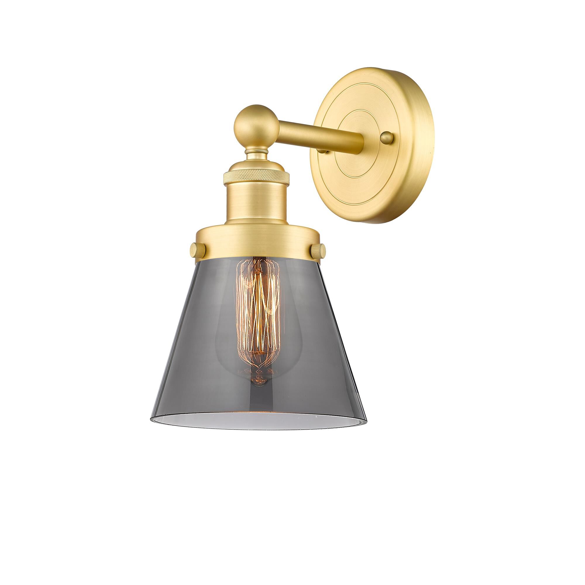 Shown in Satin Gold finish and Plated Smoke glass