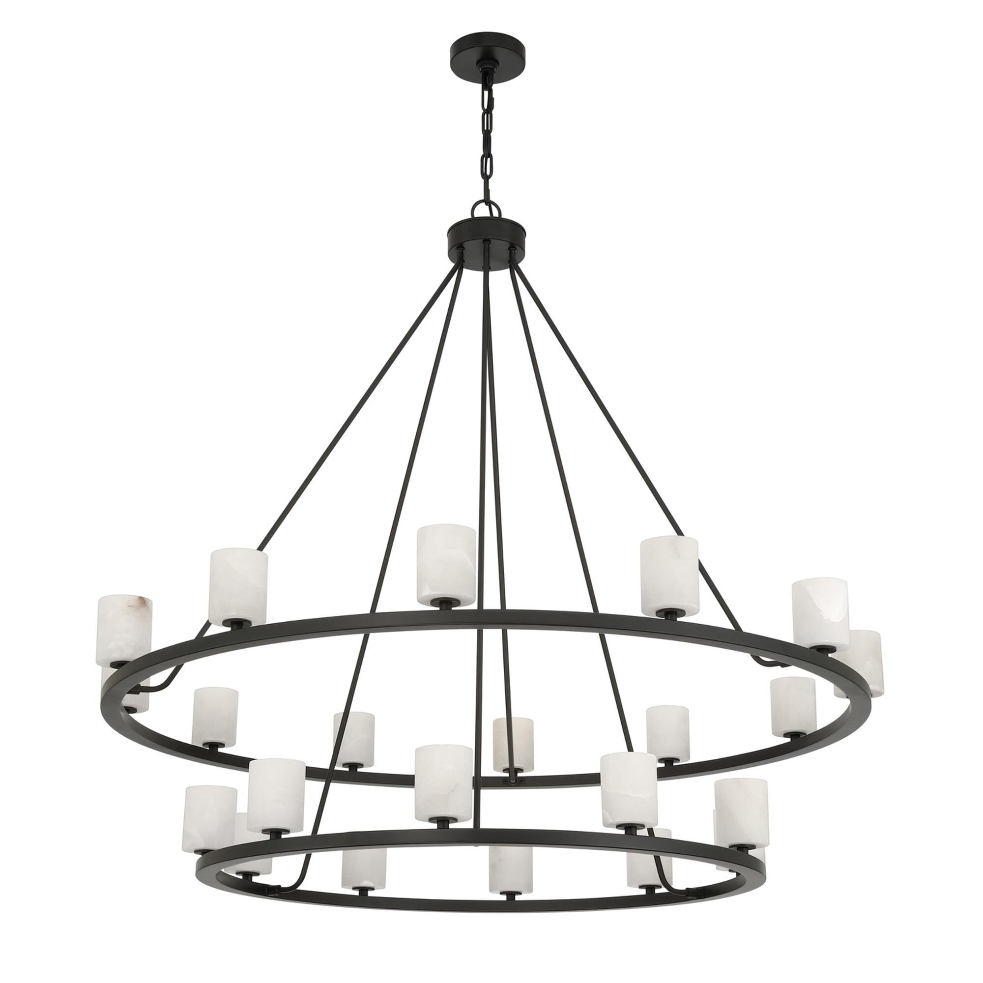 Shown in Matte Black finish and Alabaster crystal and Stone glass and Stone shade