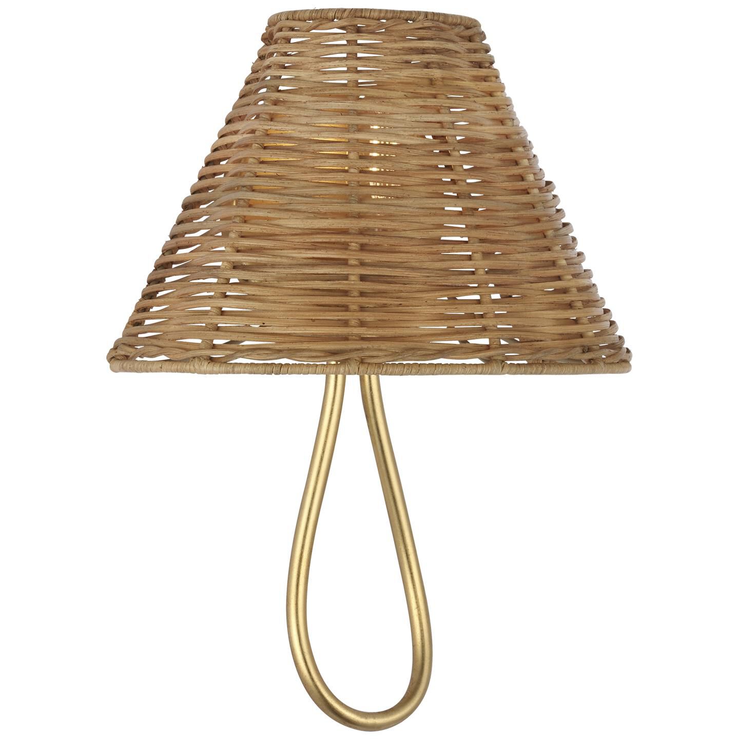 Shown in Gild finish and Natural Wicker shade