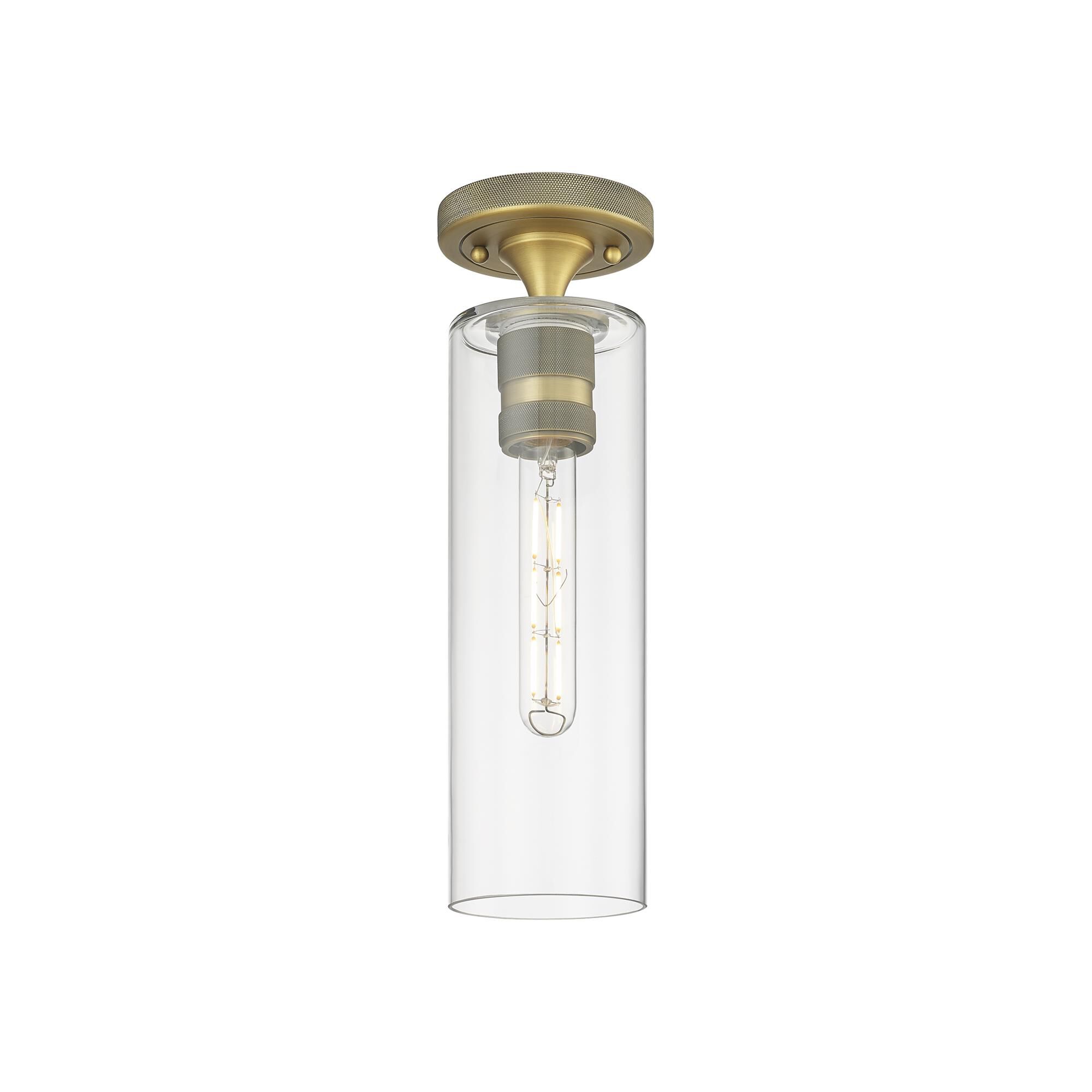 Shown in Brushed Brass finish and Clear glass and Clear Glass shade