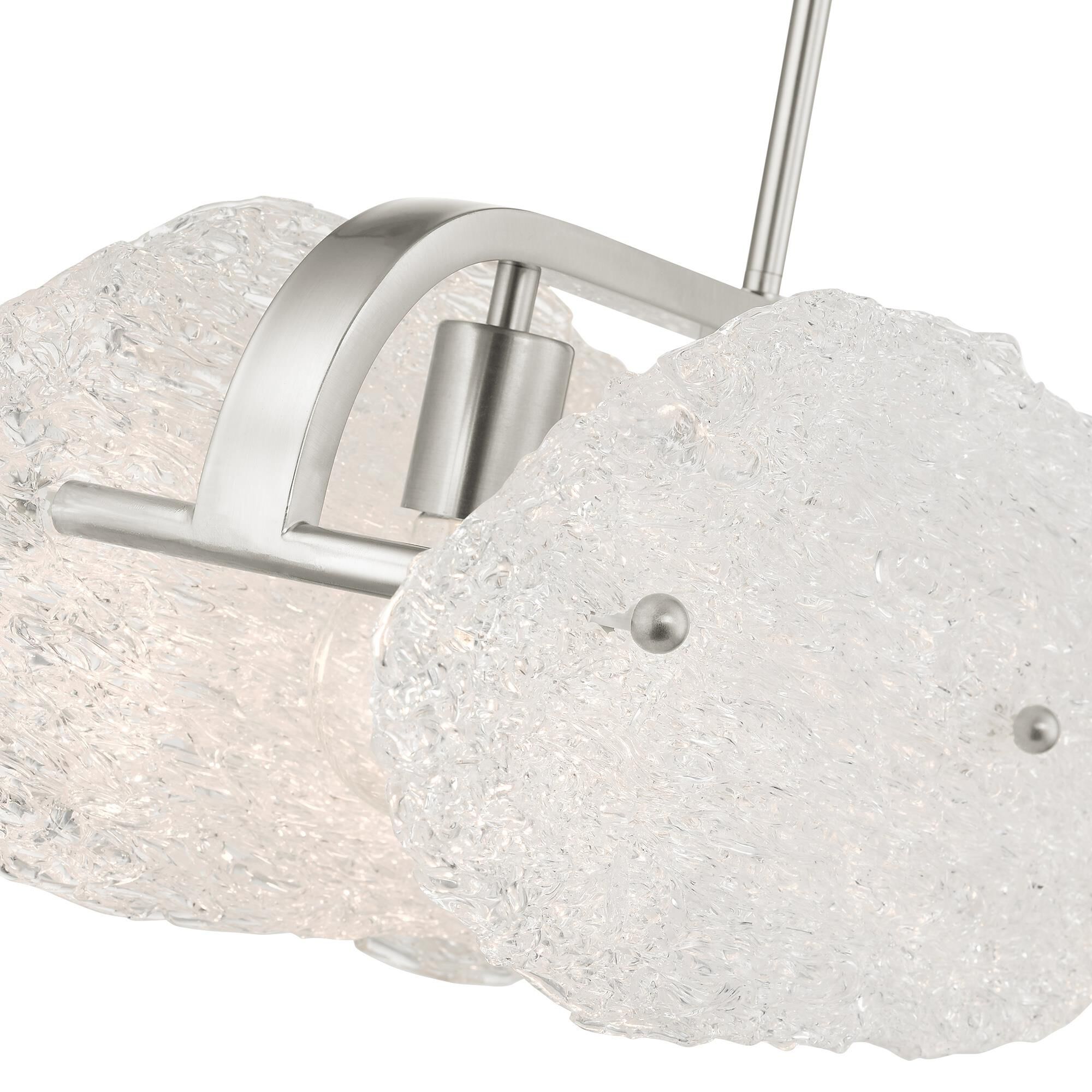 Shown in Brushed Nickel finish and Hand Crafted Textured Glacier glass