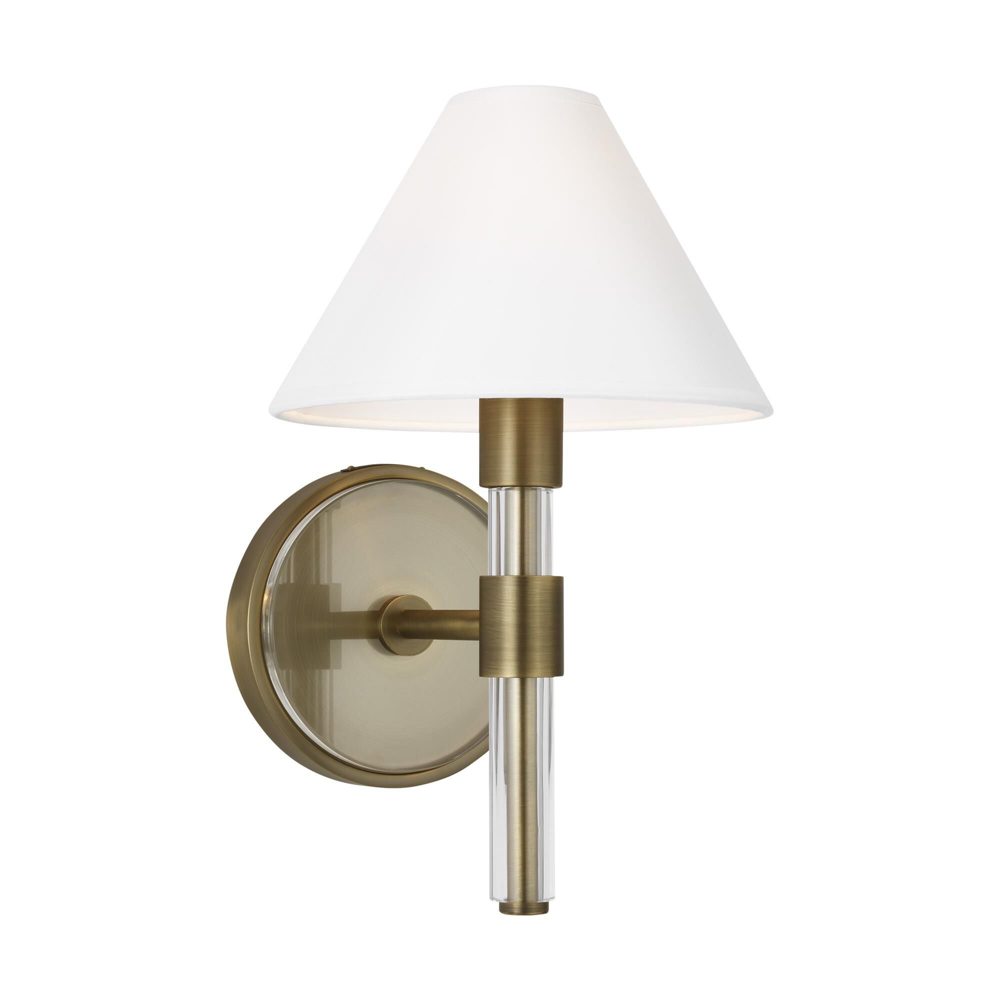 Shown in Time Worn Brass finish and White Paper shade