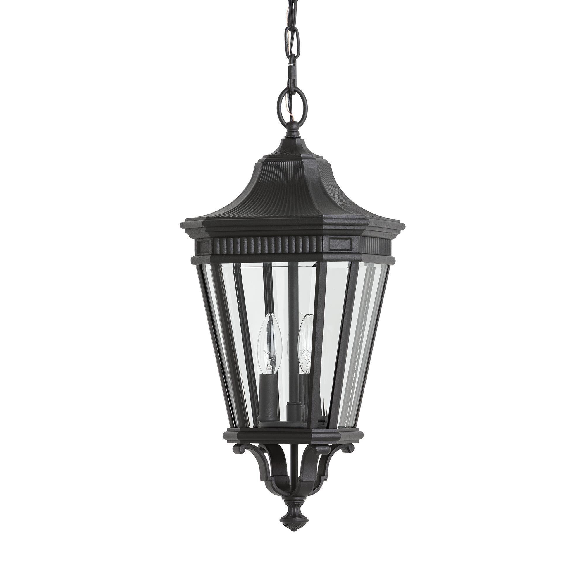 Shown in Black finish and Clear Beveled Panels glass