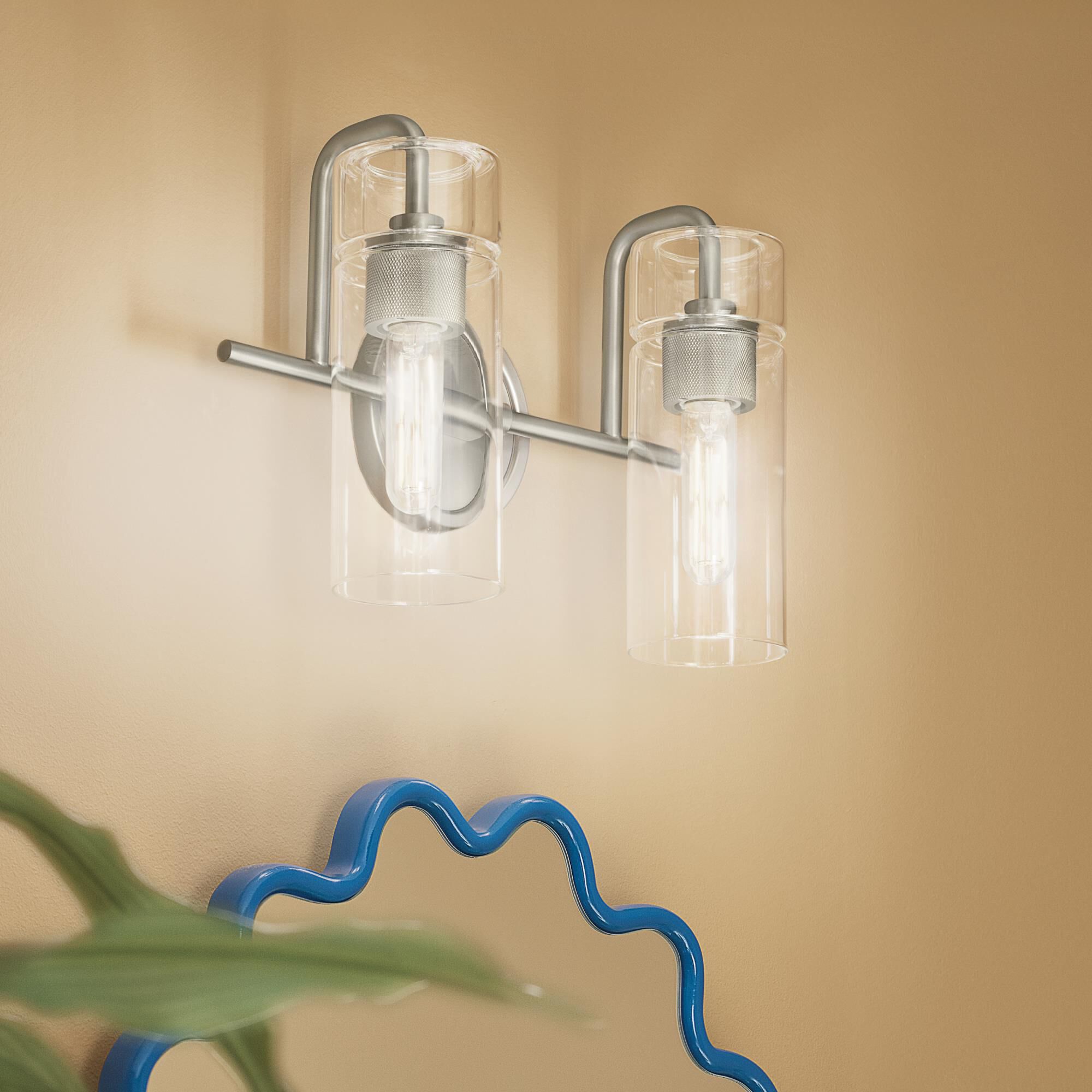 Shown in Brushed Nickel finish and Clear glass