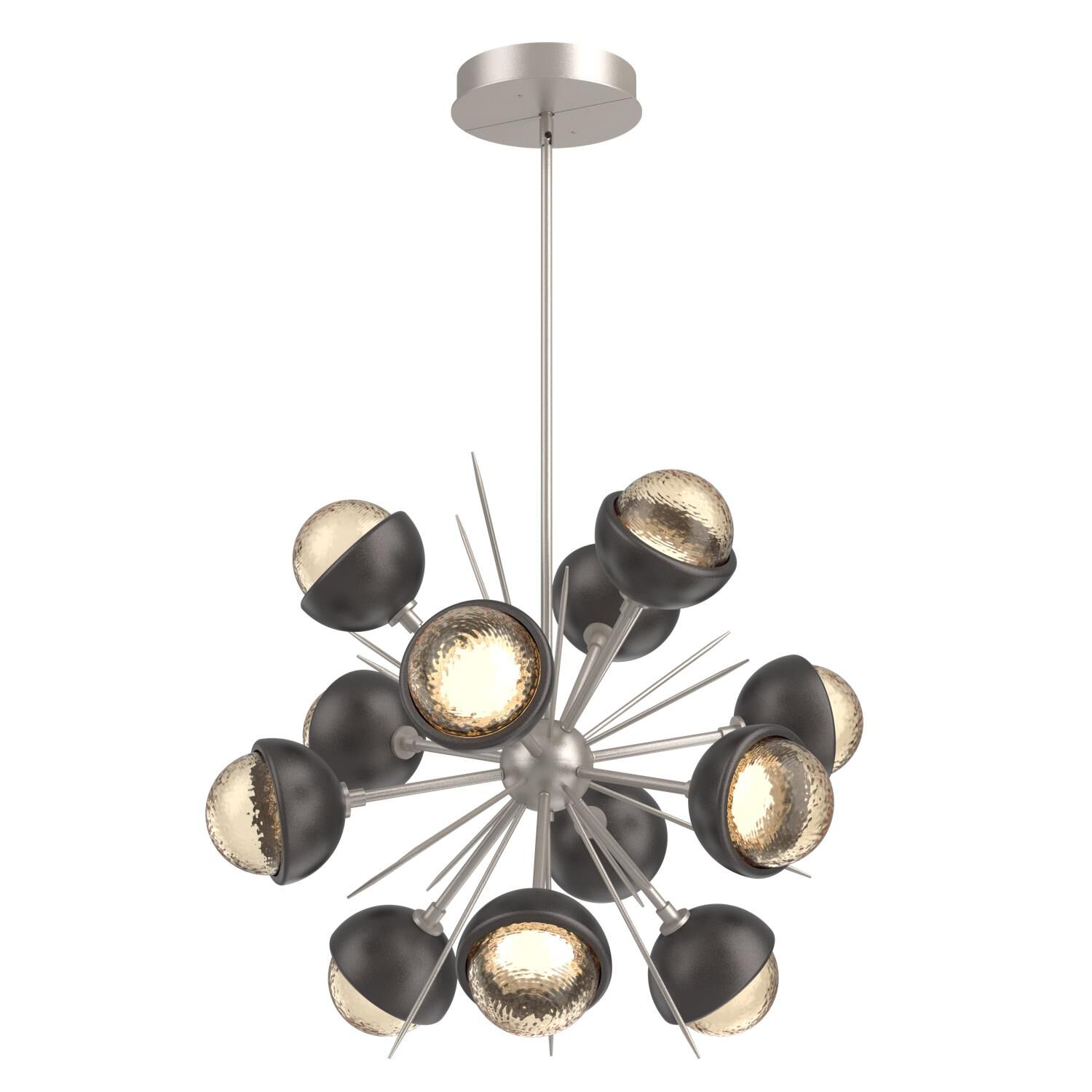 Shown in Beige Silver finish and Amber glass and Graphite accent