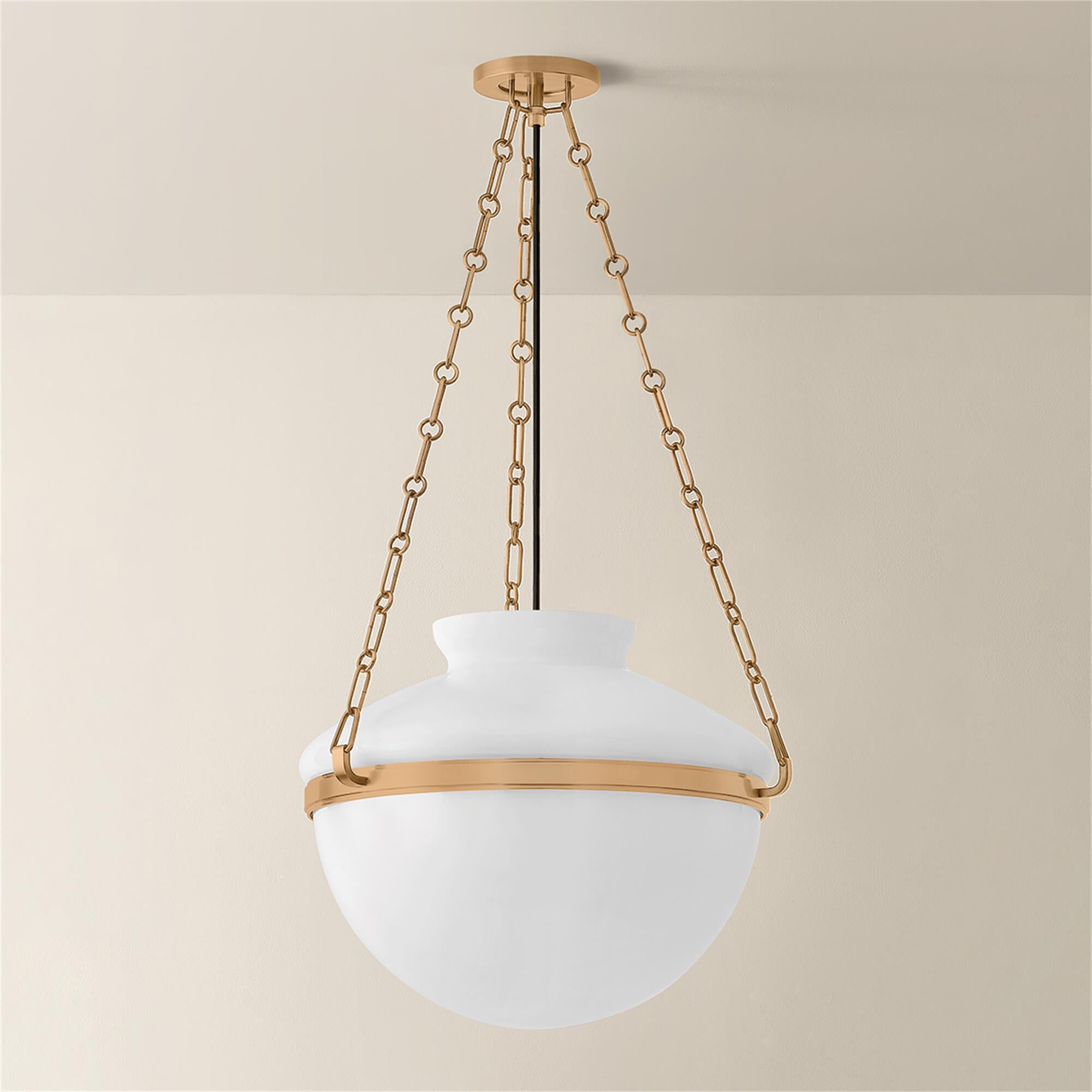 Shown in Patina Brass finish and Opal Glossy glass