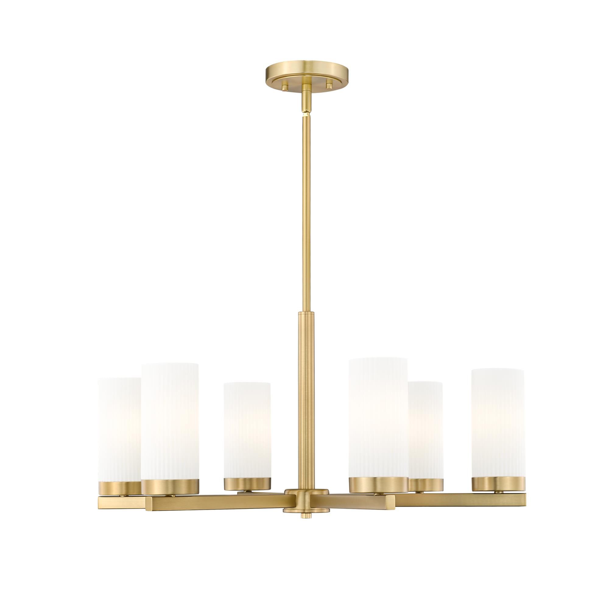 Shown in Modern Gold finish and White glass