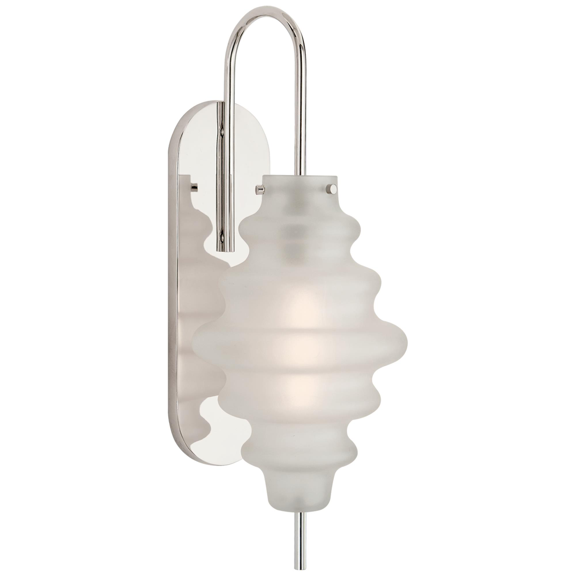 Shown in Polished Nickel finish and Volcanic glass