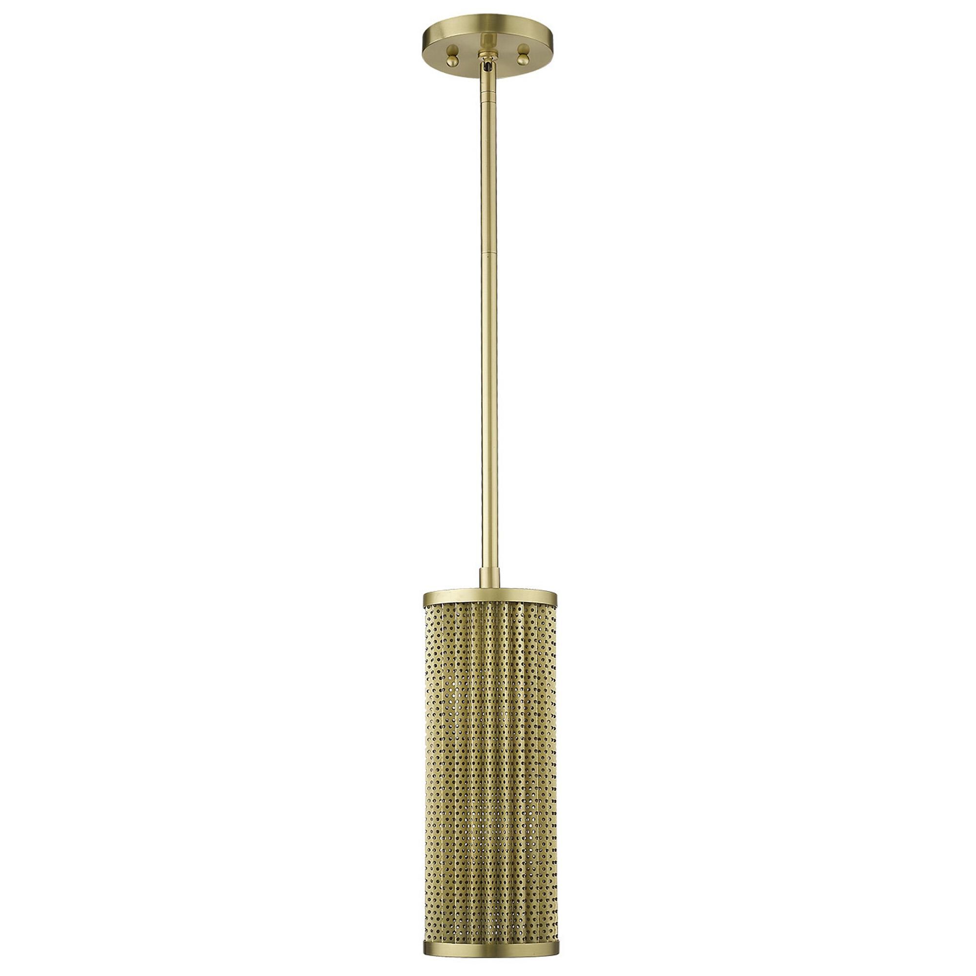 Shown in Gold finish and Gold glass and Gold Metal Cylindrical Shaped shade