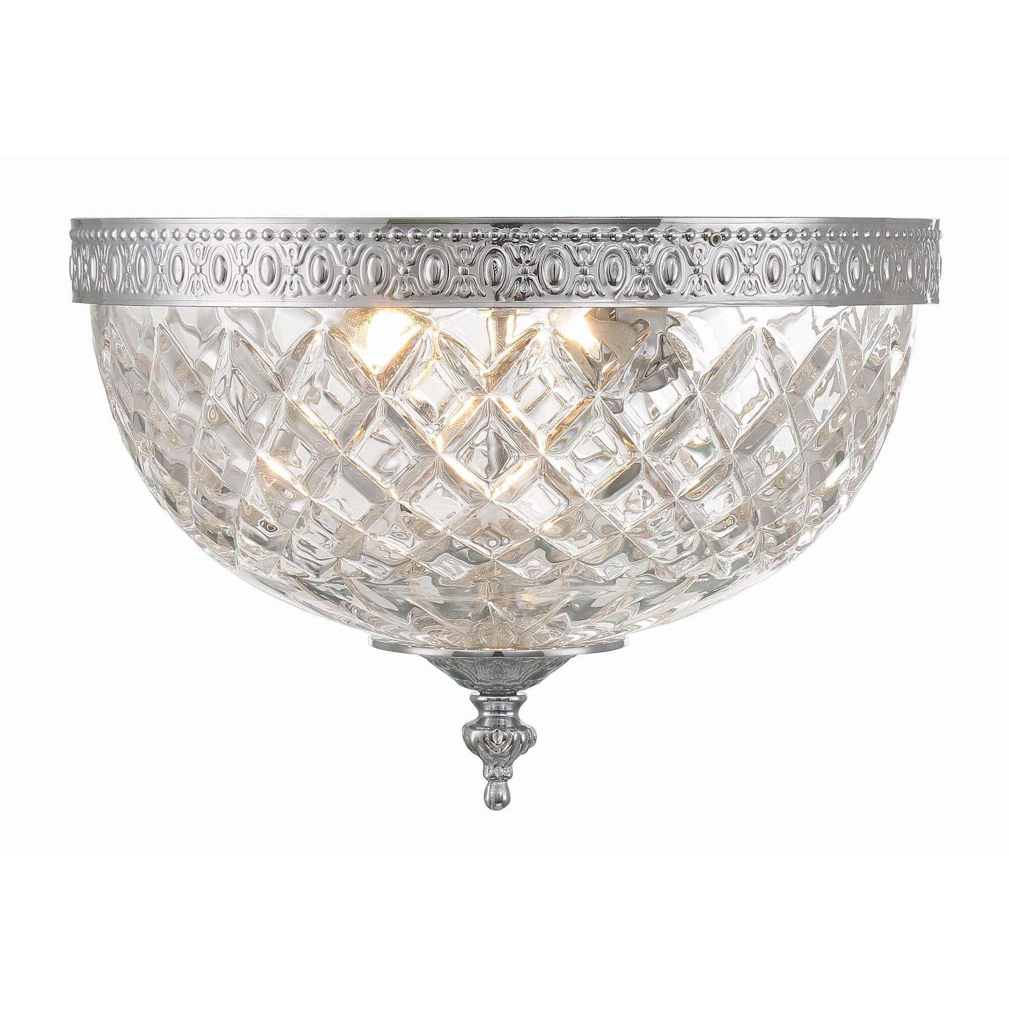 Shown in Polished Chrome finish and Lead Crystal glass and Lead Crystal shade