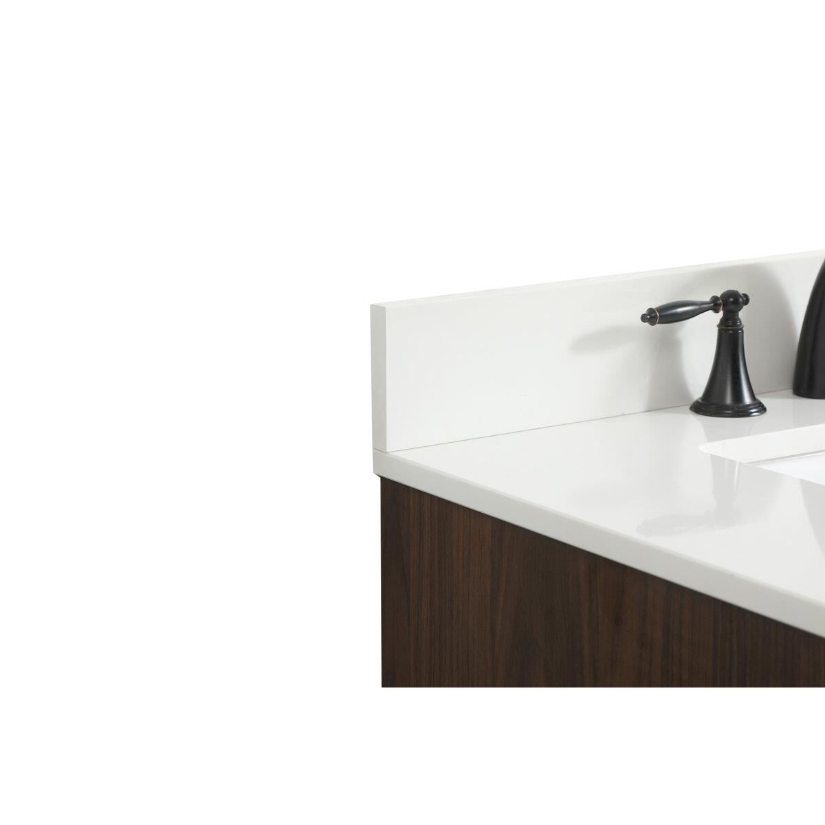 Shown in Walnut finish and Backsplash accent