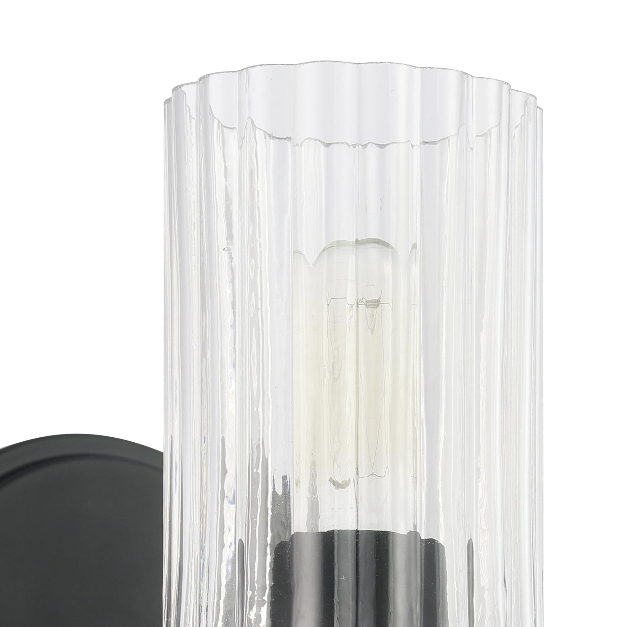 Shown in Matte Black finish and Clear Ribbed glass