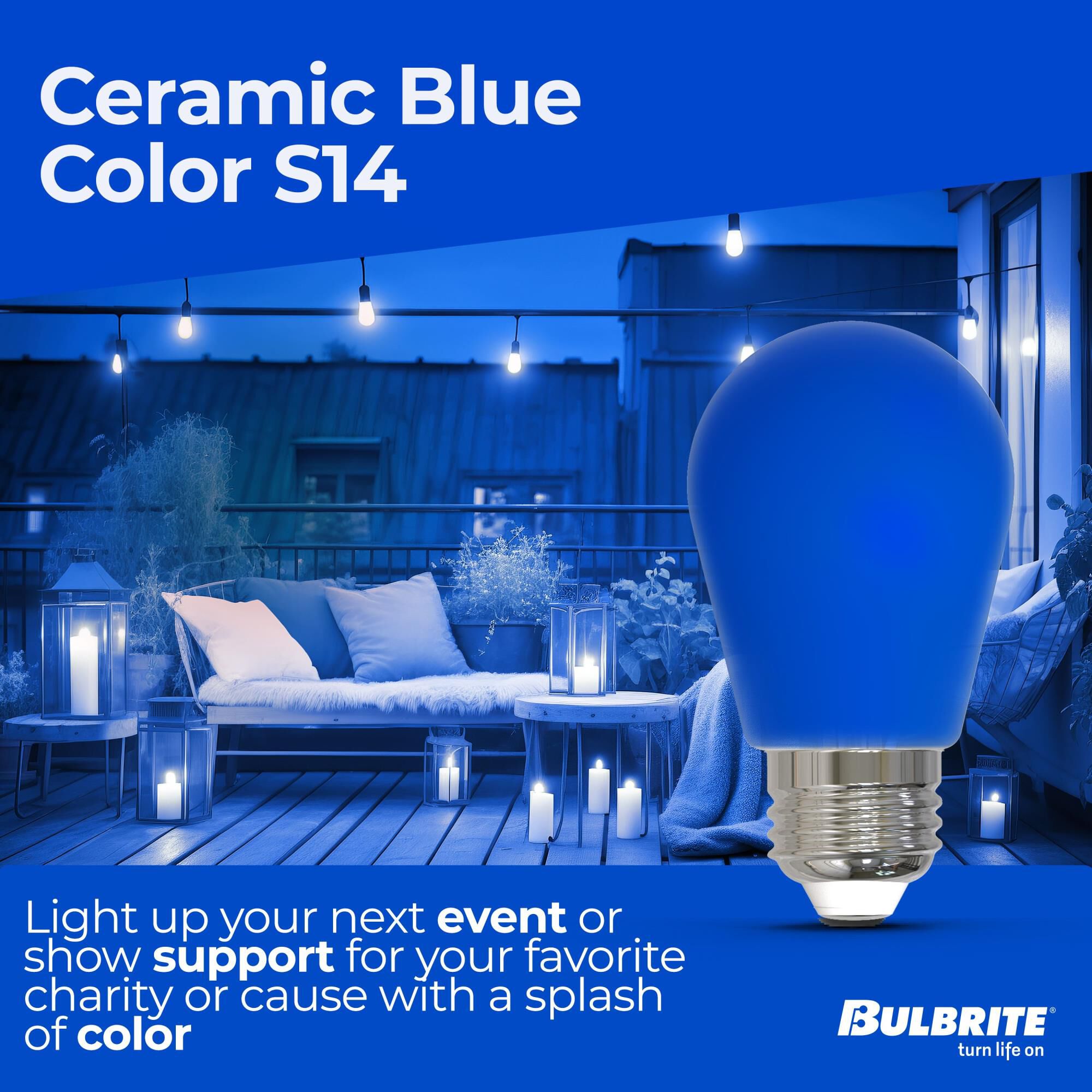 Ceramic Blue S14 Base E26 LED Light Bulb by Bulbrite
