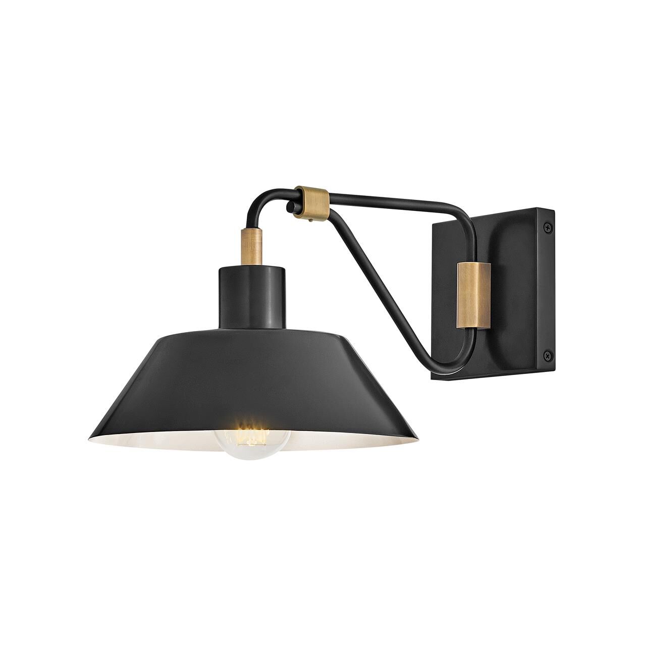 Shown in Black Oxide finish and Metal shade and Heritage Brass accent
