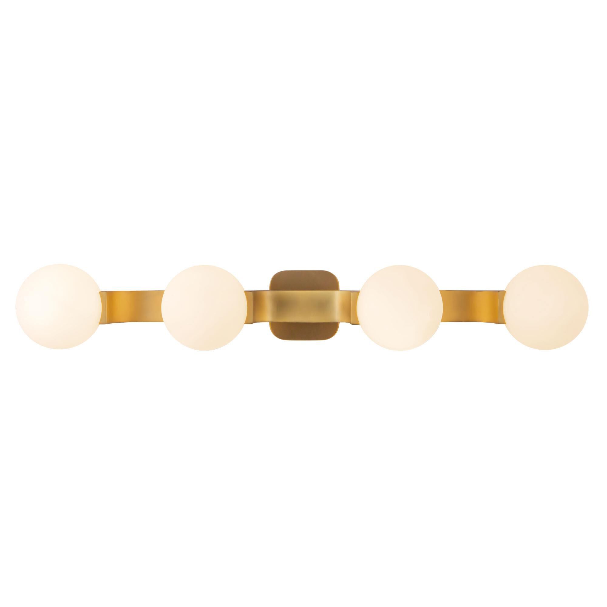 Shown in Brushed Gold finish and Matte Opal glass