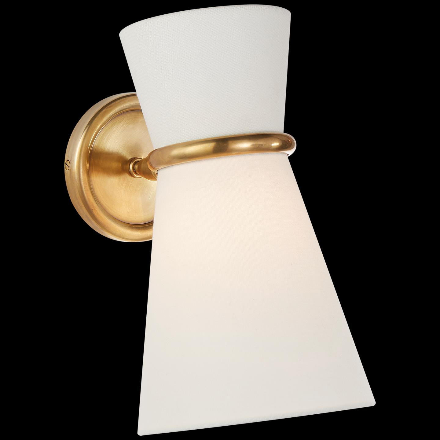 Shown in Hand-Rubbed Antique Brass finish and Linen shade