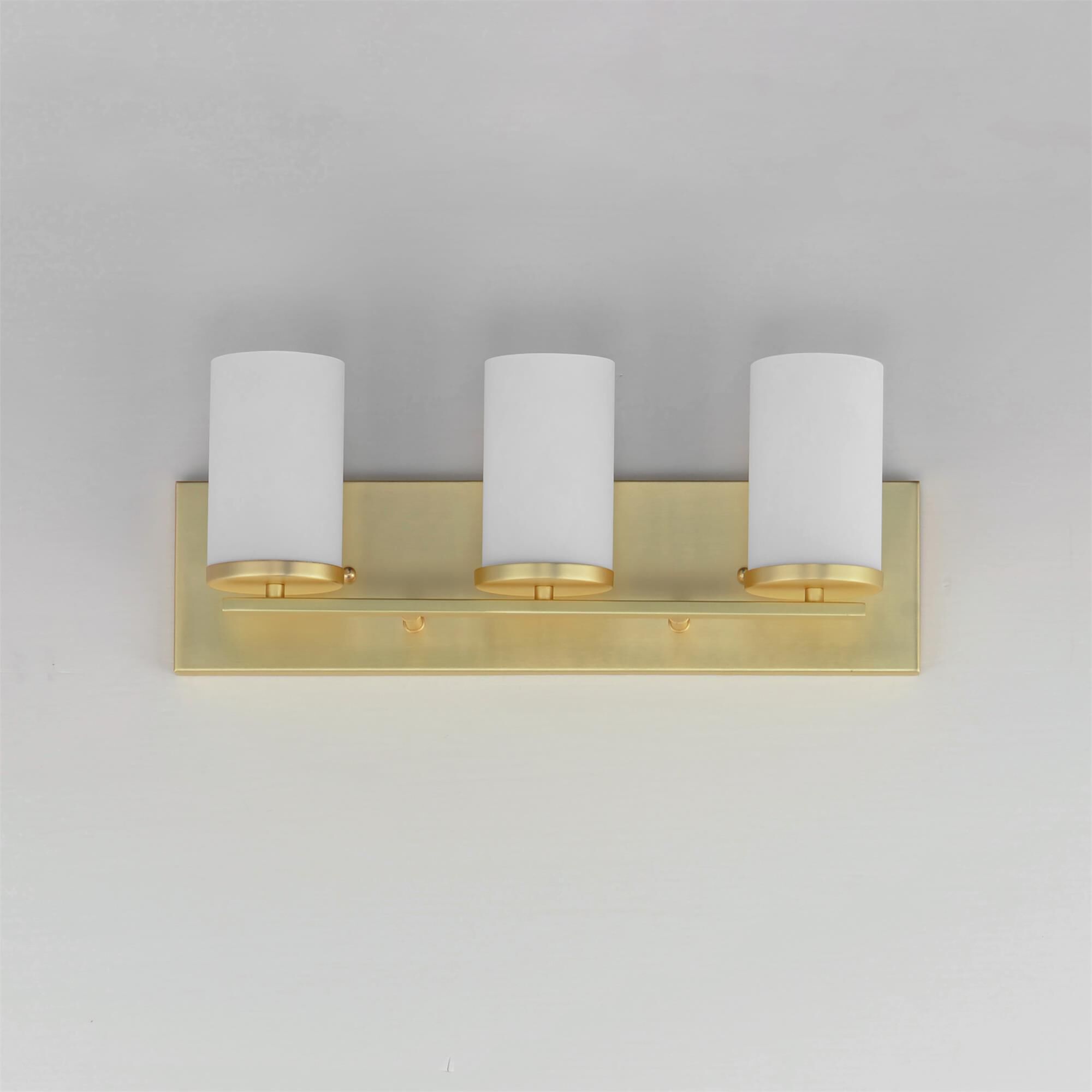 Shown in Satin Brass finish and Satin White glass and Satin White Glass shade