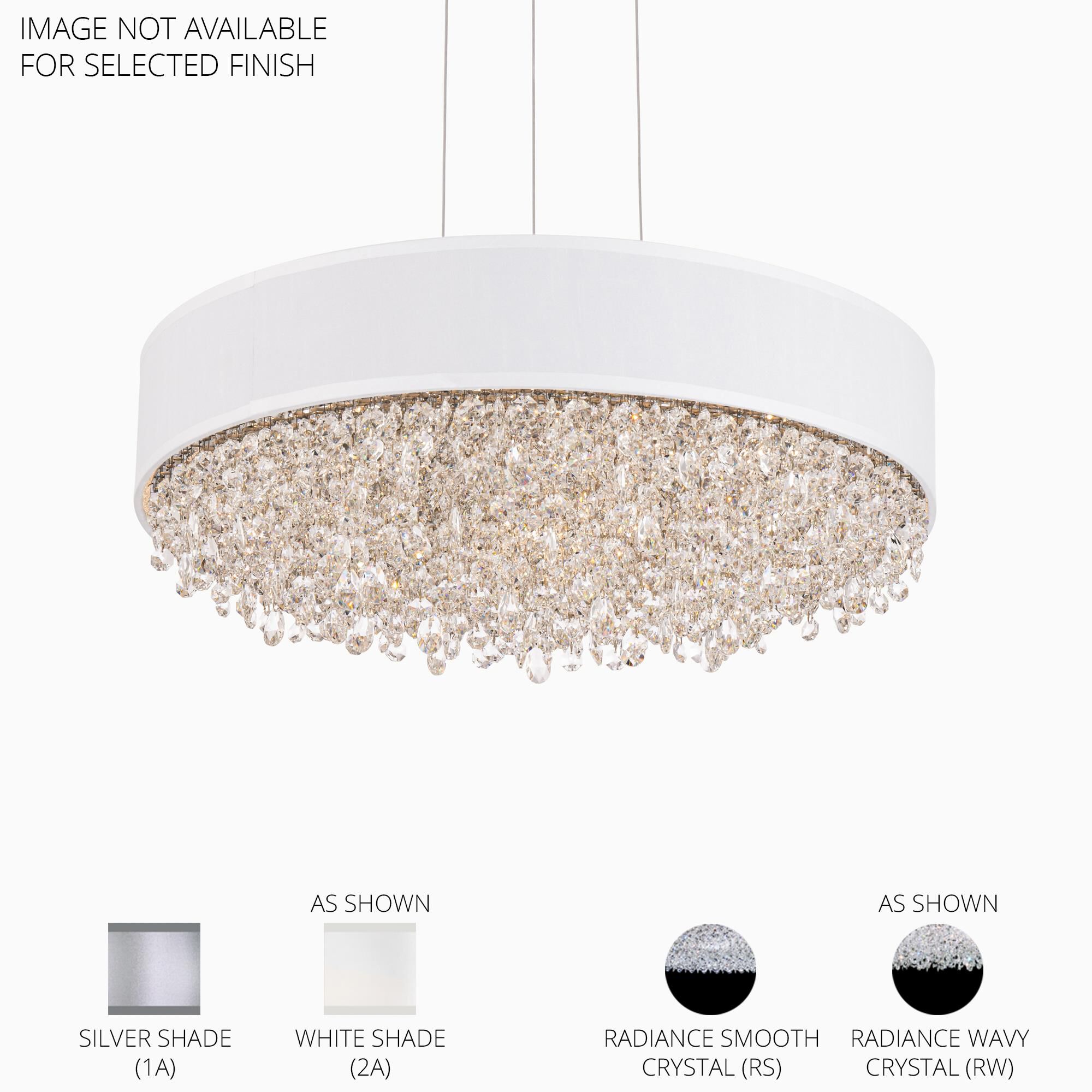 Shown in Polished Stainless Steel finish and Smooth Radiance crystal and Fabric glass