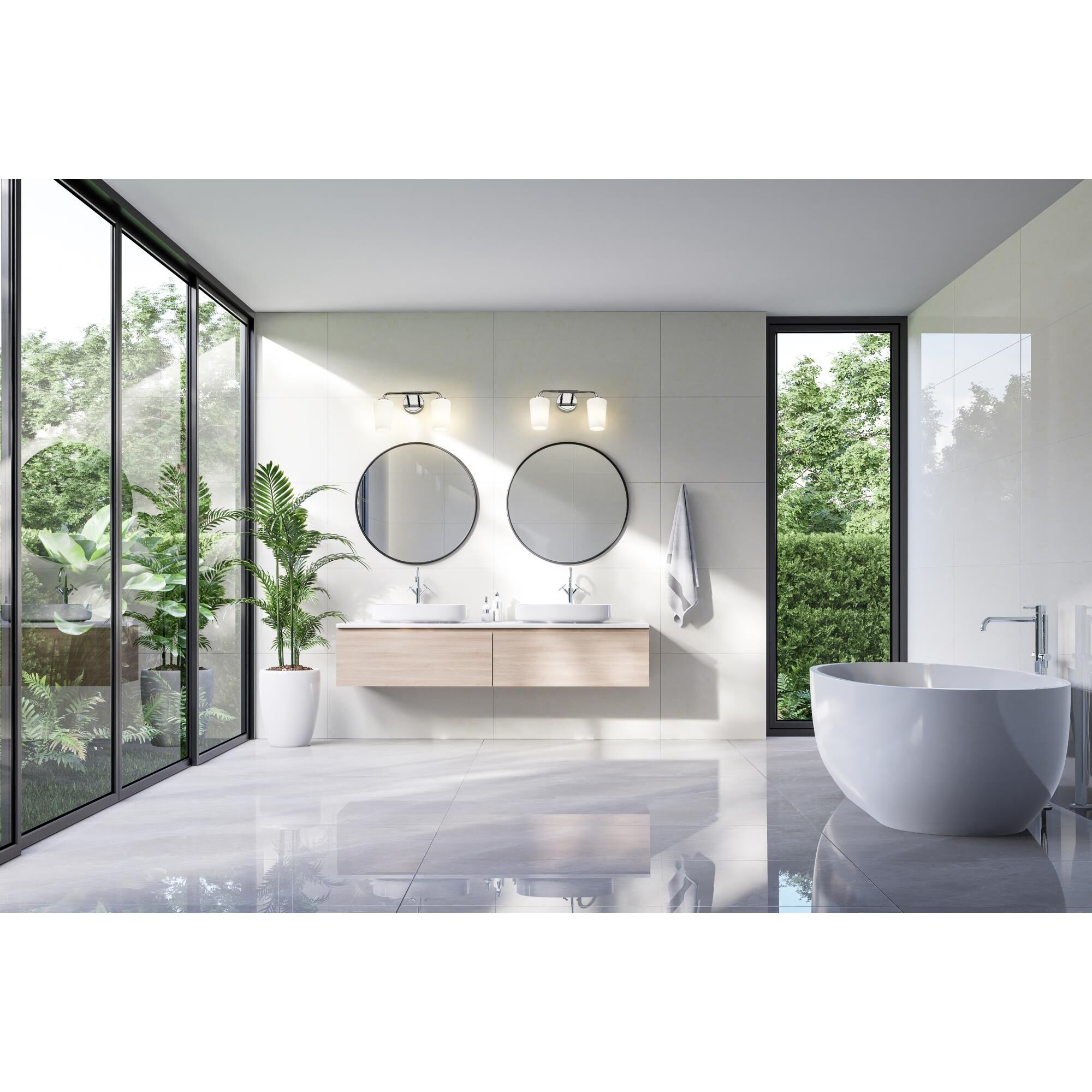 Shown in Chrome finish and Matte Opal glass and Matte Opal shade