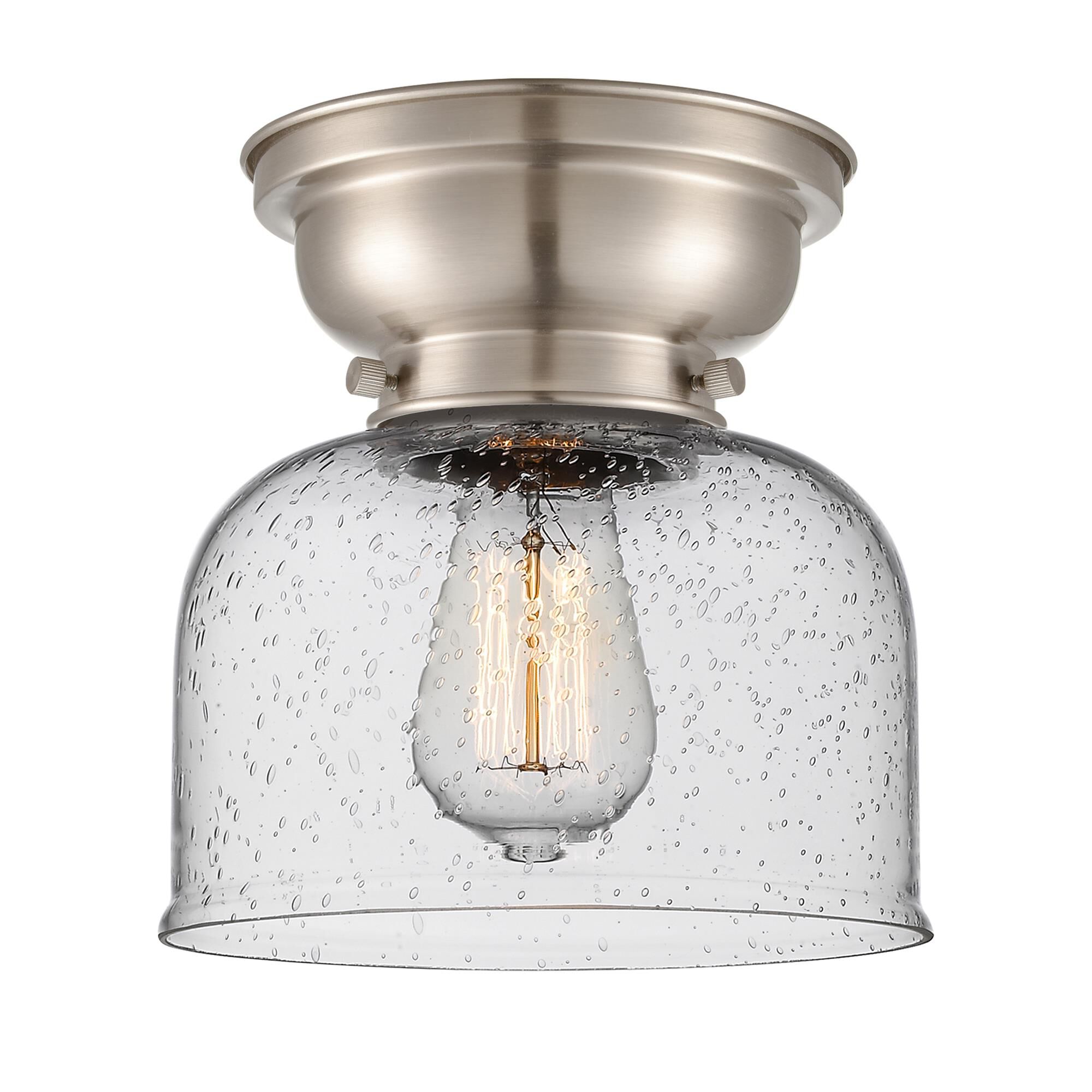 Shown in Brushed Satin Nickel finish and Seeded glass