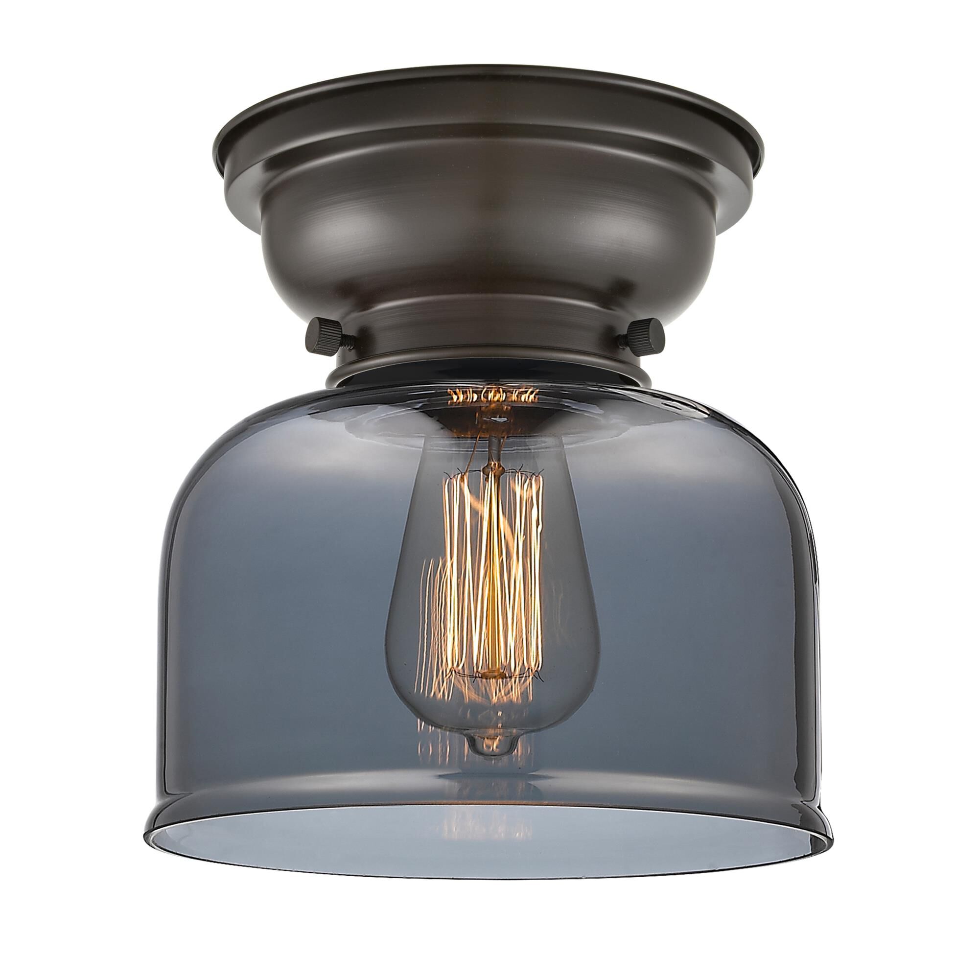 Shown in Oil Rubbed Bronze finish and Bell glass and Glass shade