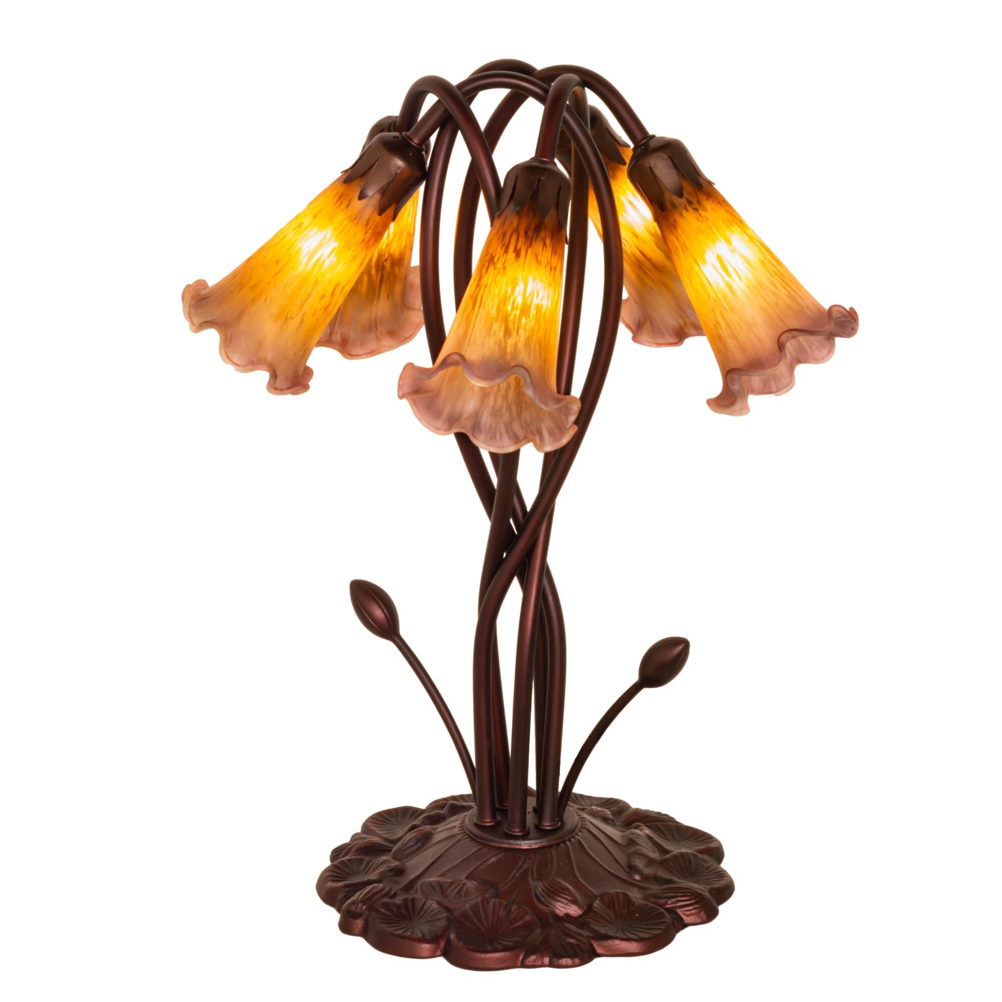 Amber And Purple Pond Lily 16 Inch Accent Lamp by Meyda Lighting