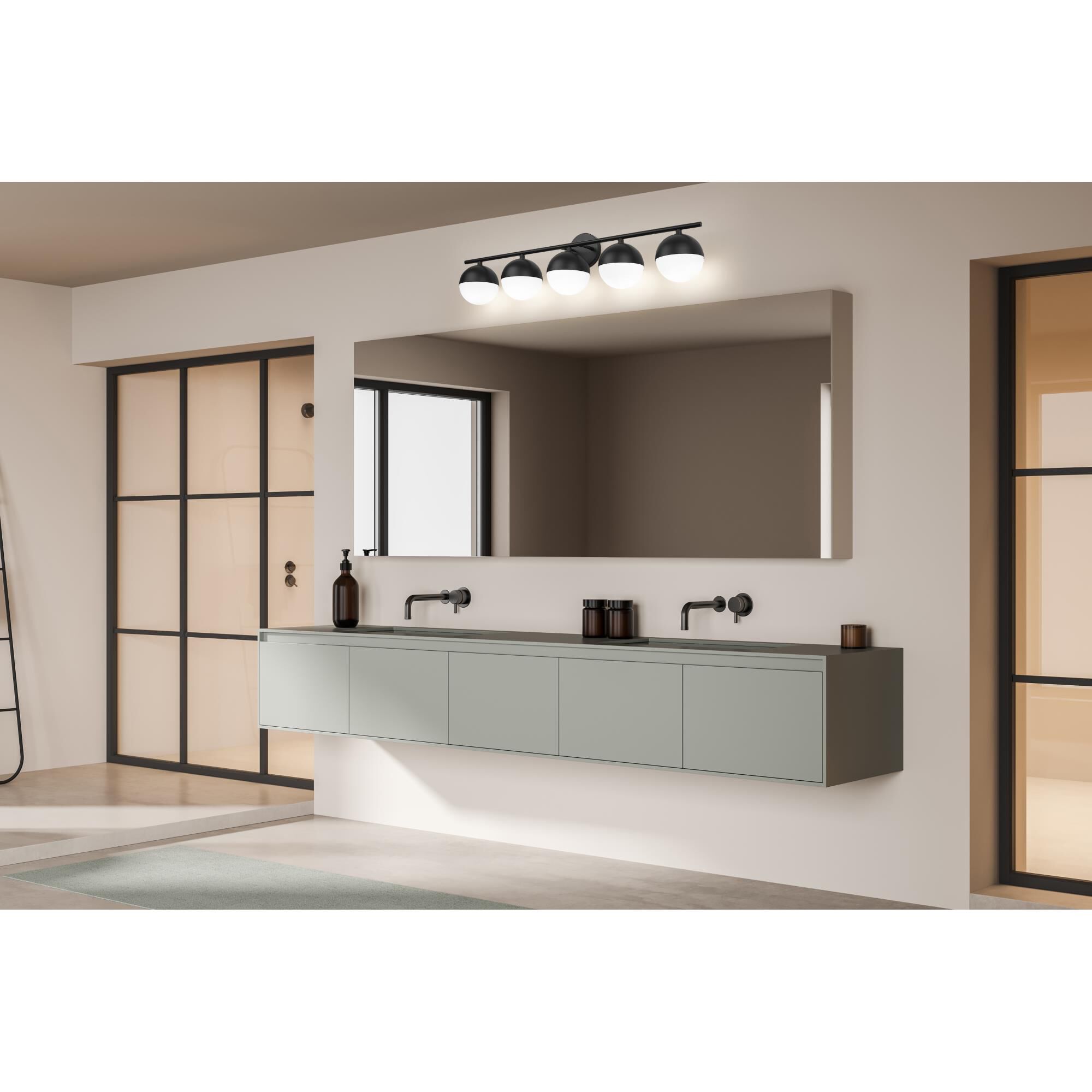 Shown in Matte Black finish and Matte Opal glass and Matte Opal shade