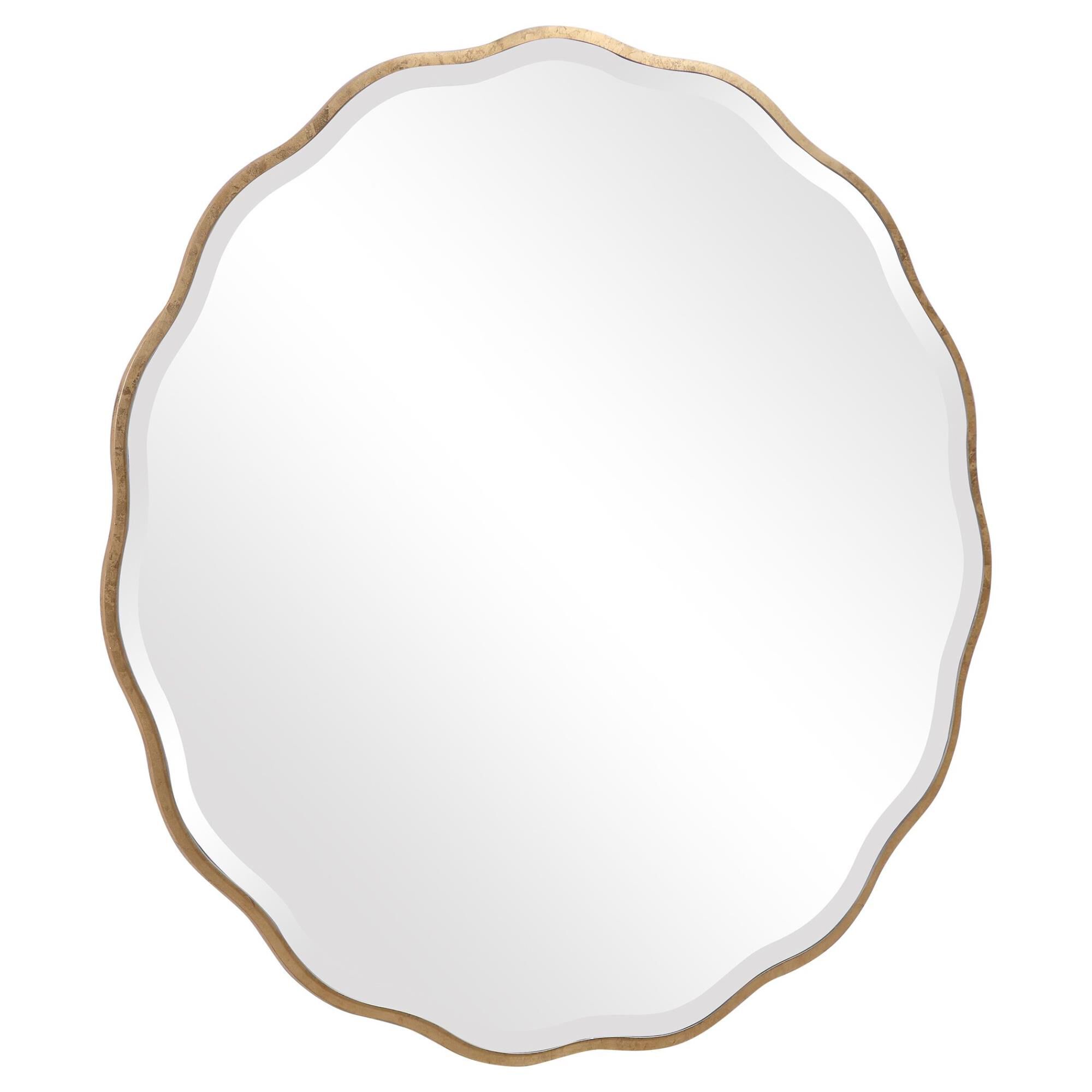 Shown in Showcasing A Feminine Scalloped Edge, This Shaped Wood Mirror Adds Whimsical Flair To Any Design. Th finish