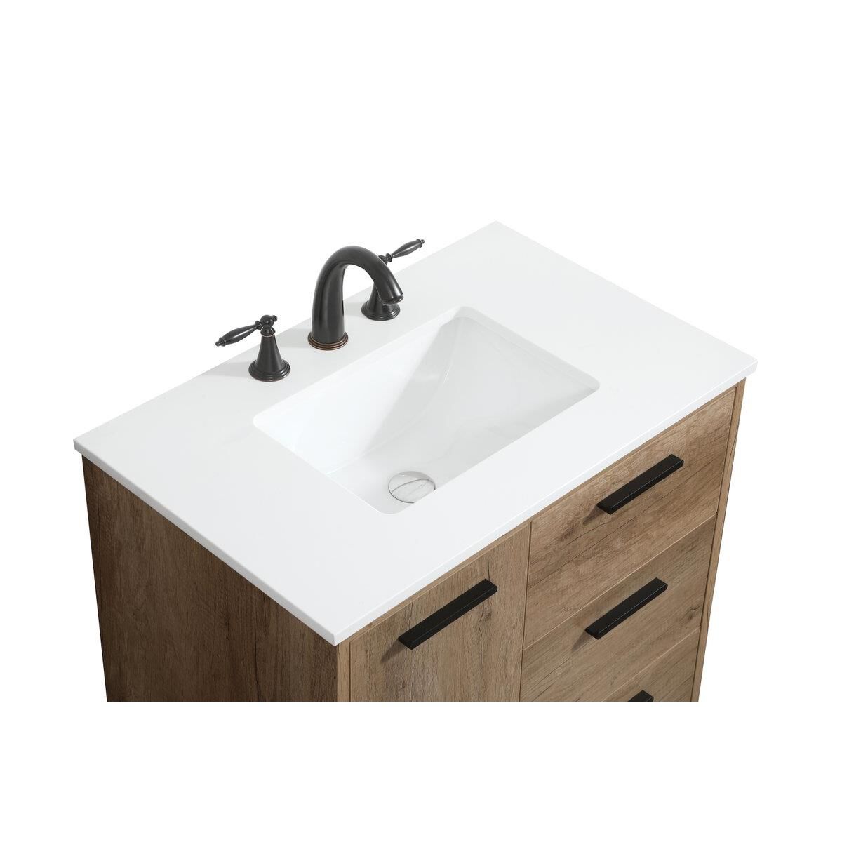 Shown in Natural Oak finish and Without Backsplash accent