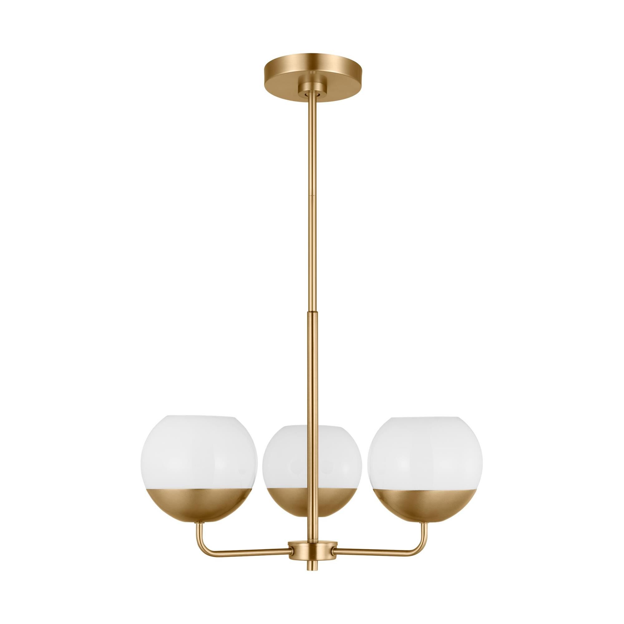 Shown in Satin Brass finish and Milk glass and Milk Glass s shade