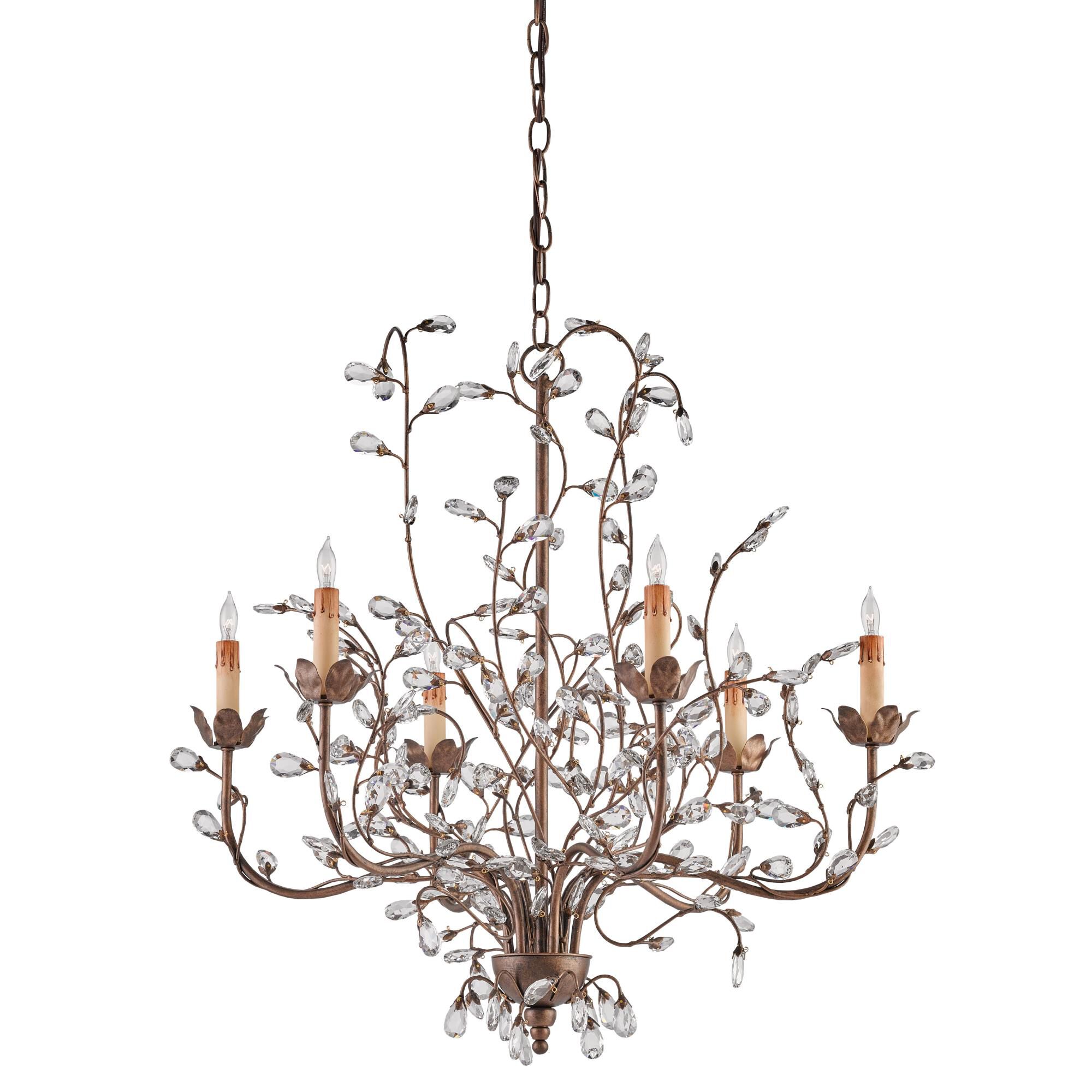 Crystal Bud 28 Inch 6 Light Chandelier by Currey and Company