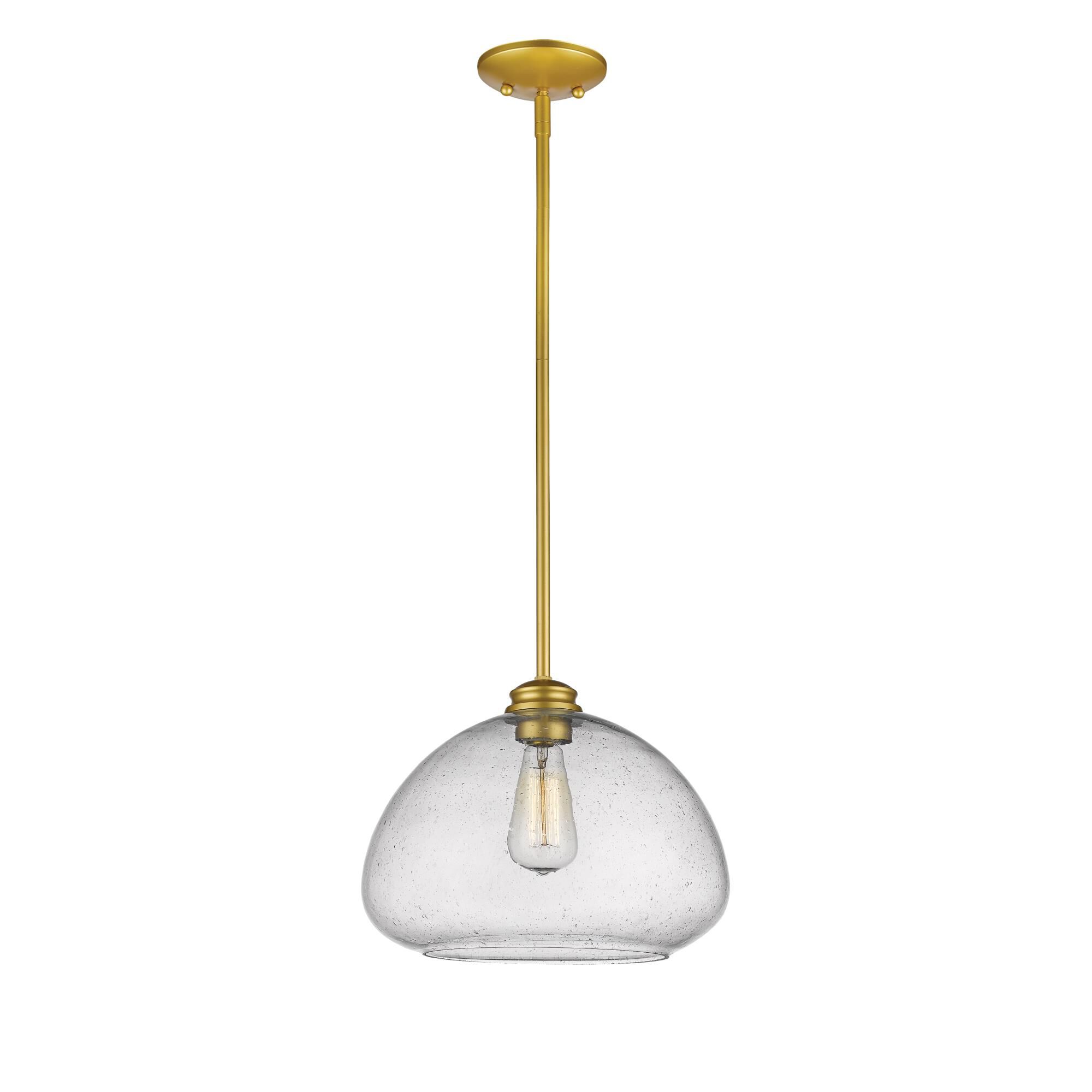 Shown in Satin Gold finish and Glass shade
